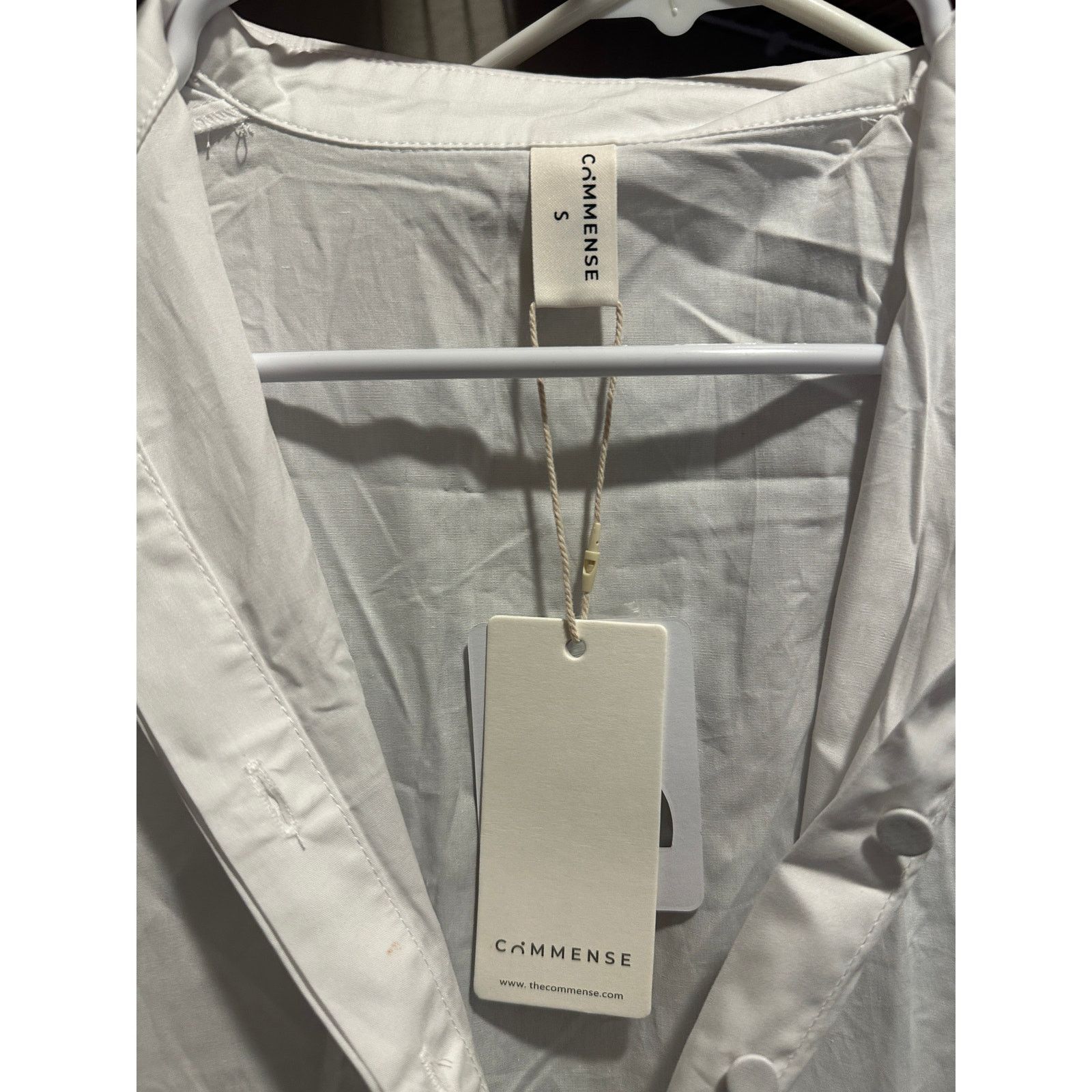 Other Commense White Pleated Long Sleeve Button Collar Mini Dress Size S / US 4 / IT 40 - 6 Thumbnail