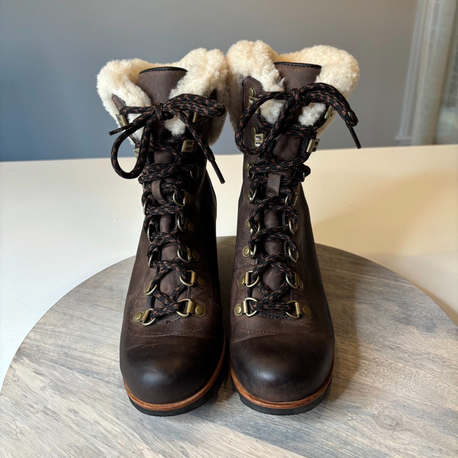 SOREL Sorel Conquest Wedge II Shearling Boots Brown Leather Size 8 Size US 8 / IT 38 - 4 Thumbnail