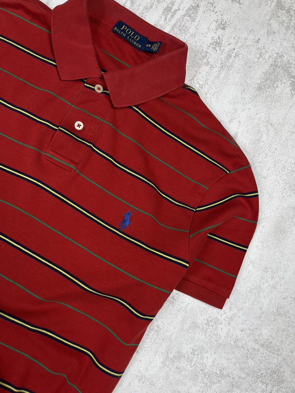 Polo Ralph Lauren Polo Ralph Lauren Striped Red Cotton Pique Polo Shirt Size US M / EU 48-50 / 2 - 2 Thumbnail