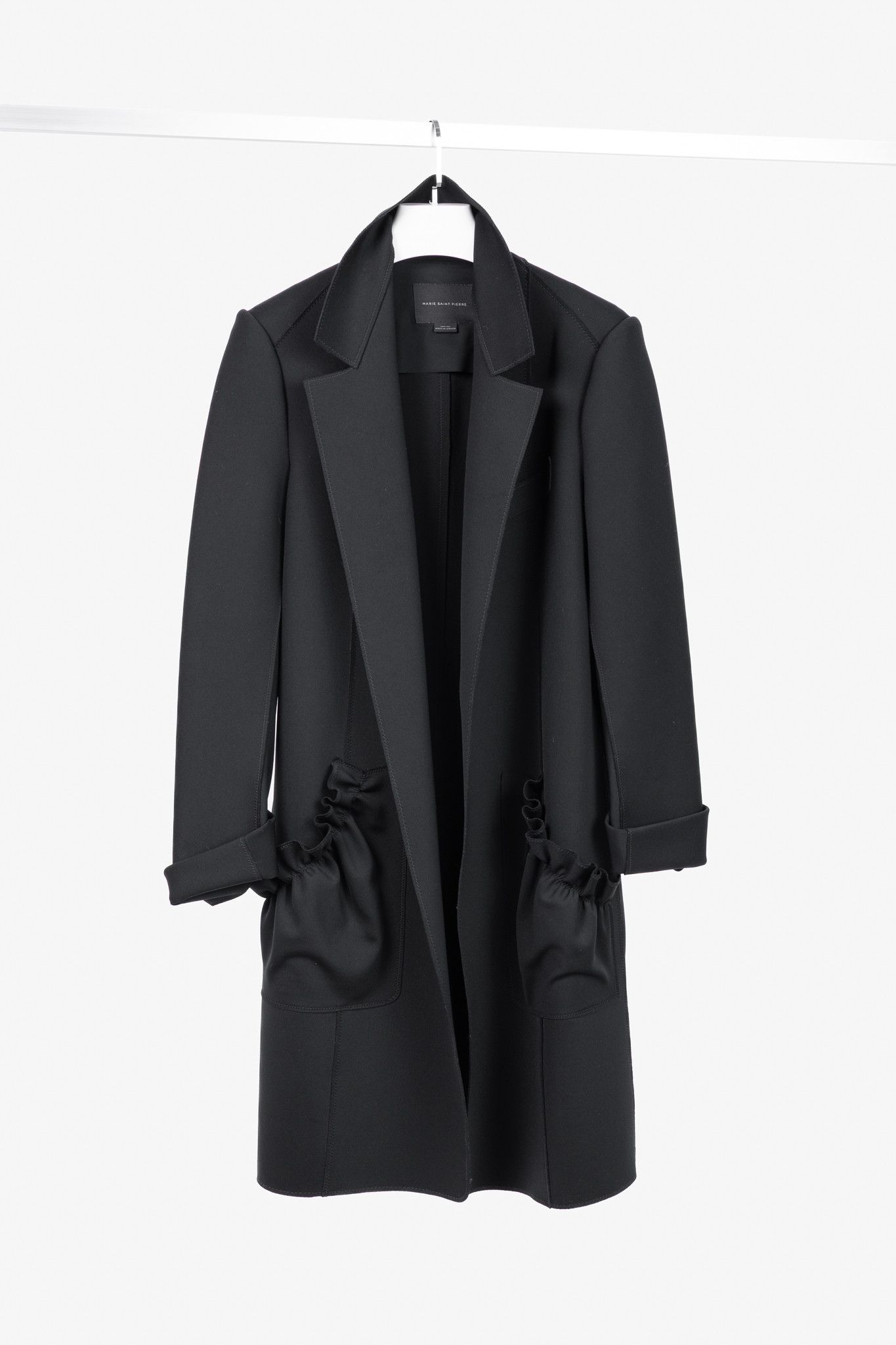 Marie Saint Pierre Marie Saint Pierre Neoprene Open-Front Ruffle-Pocket Coat Size L / US 10 / IT 46 - 1 Thumbnail