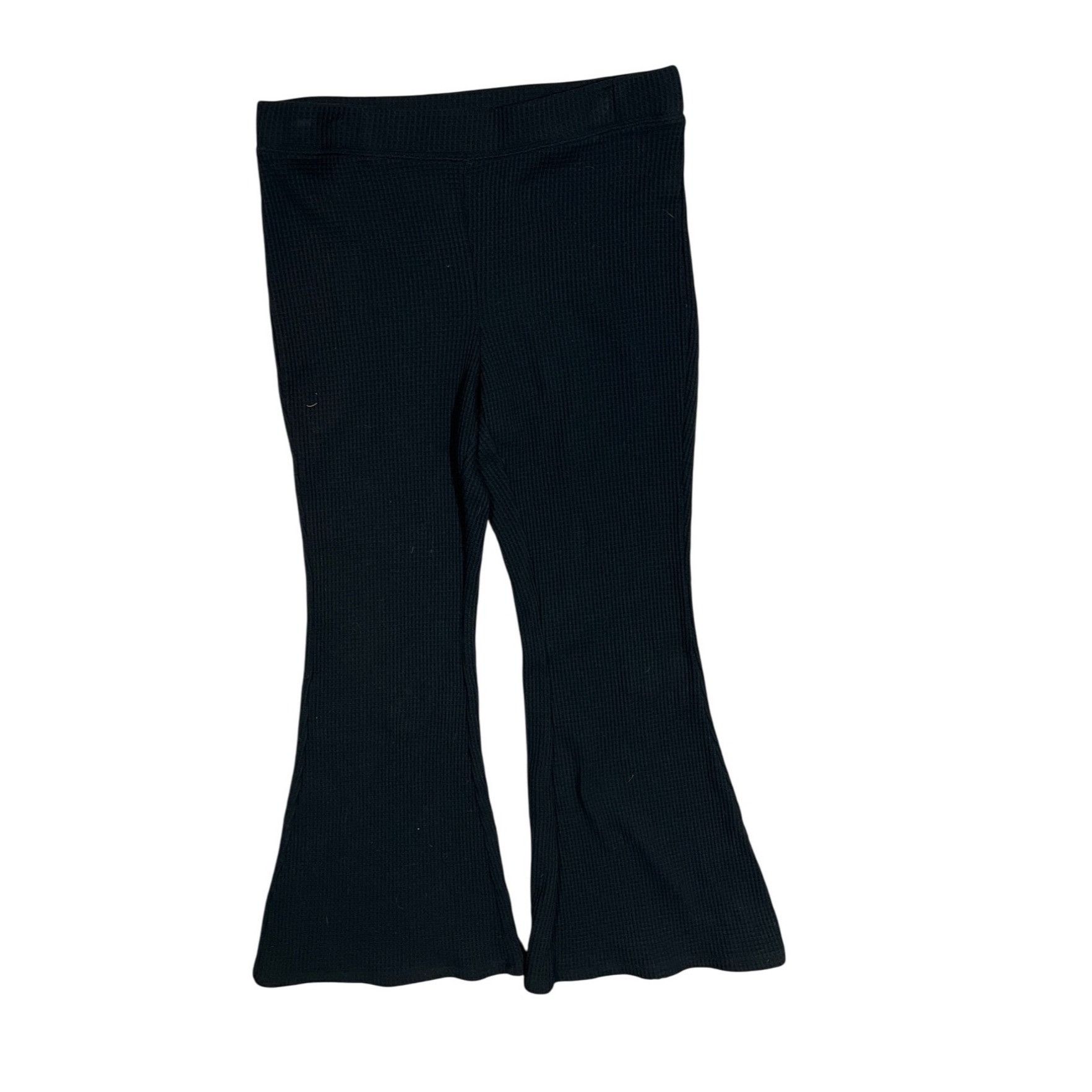 American Eagle Outfitters Aerie XL Black Ribbed Knit Flared Pants With Elastic Waistba Size 28" / US 6 / IT 42 - 2 Thumbnail