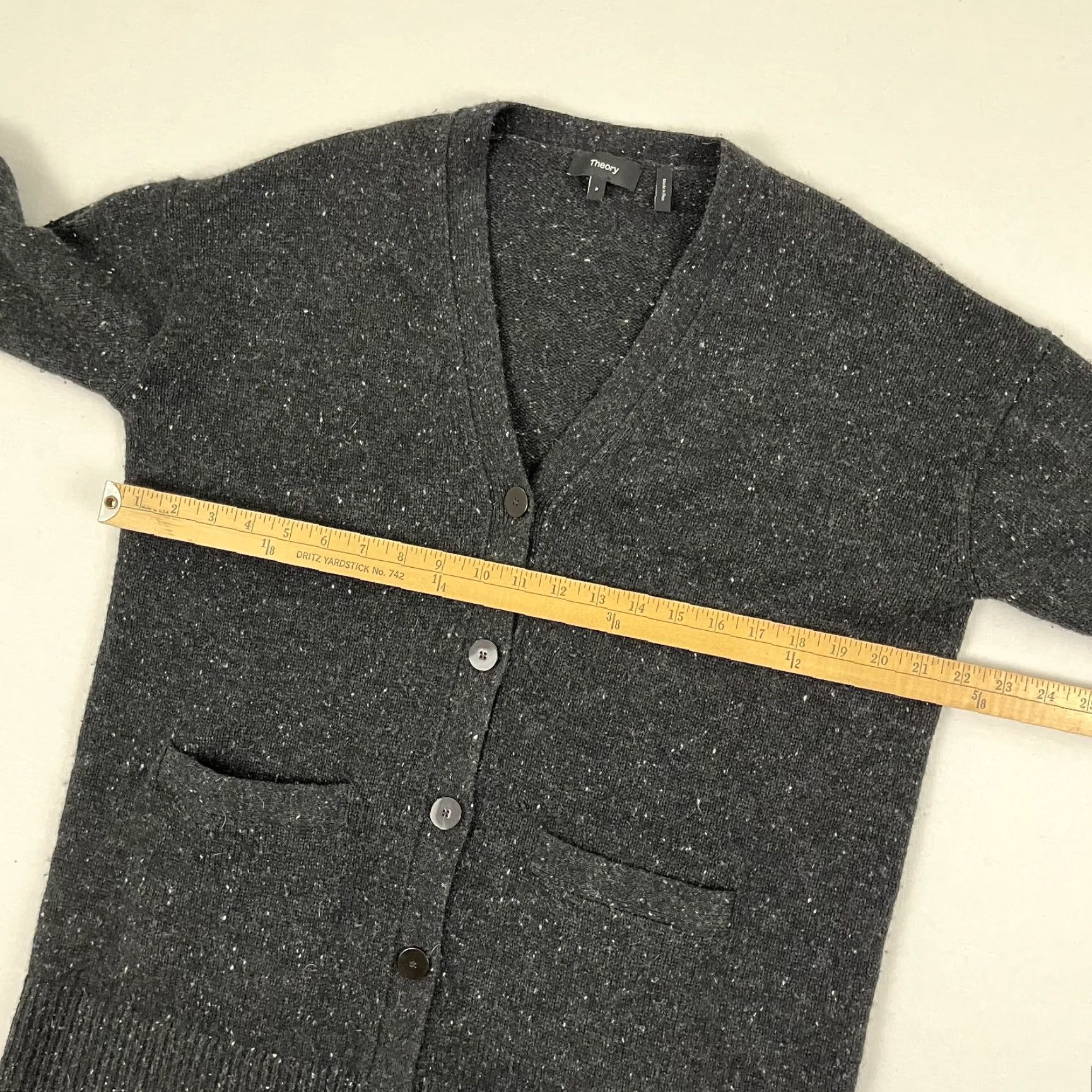Theory Theory Cardigan Sweater Womens Size P Boxy Gray Wool Cashmere Donegal Coatigan Size ONE SIZE - 5 Thumbnail