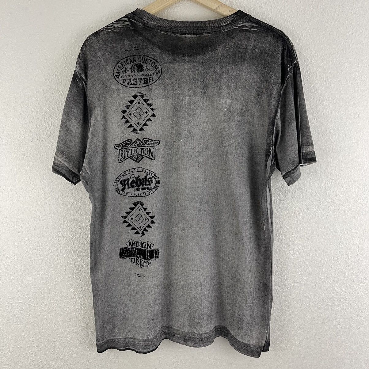 Affliction AFFLICTION Grey Black Skull American Customs Graphic Tee Size US M / EU 48-50 / 2 - 9 Thumbnail