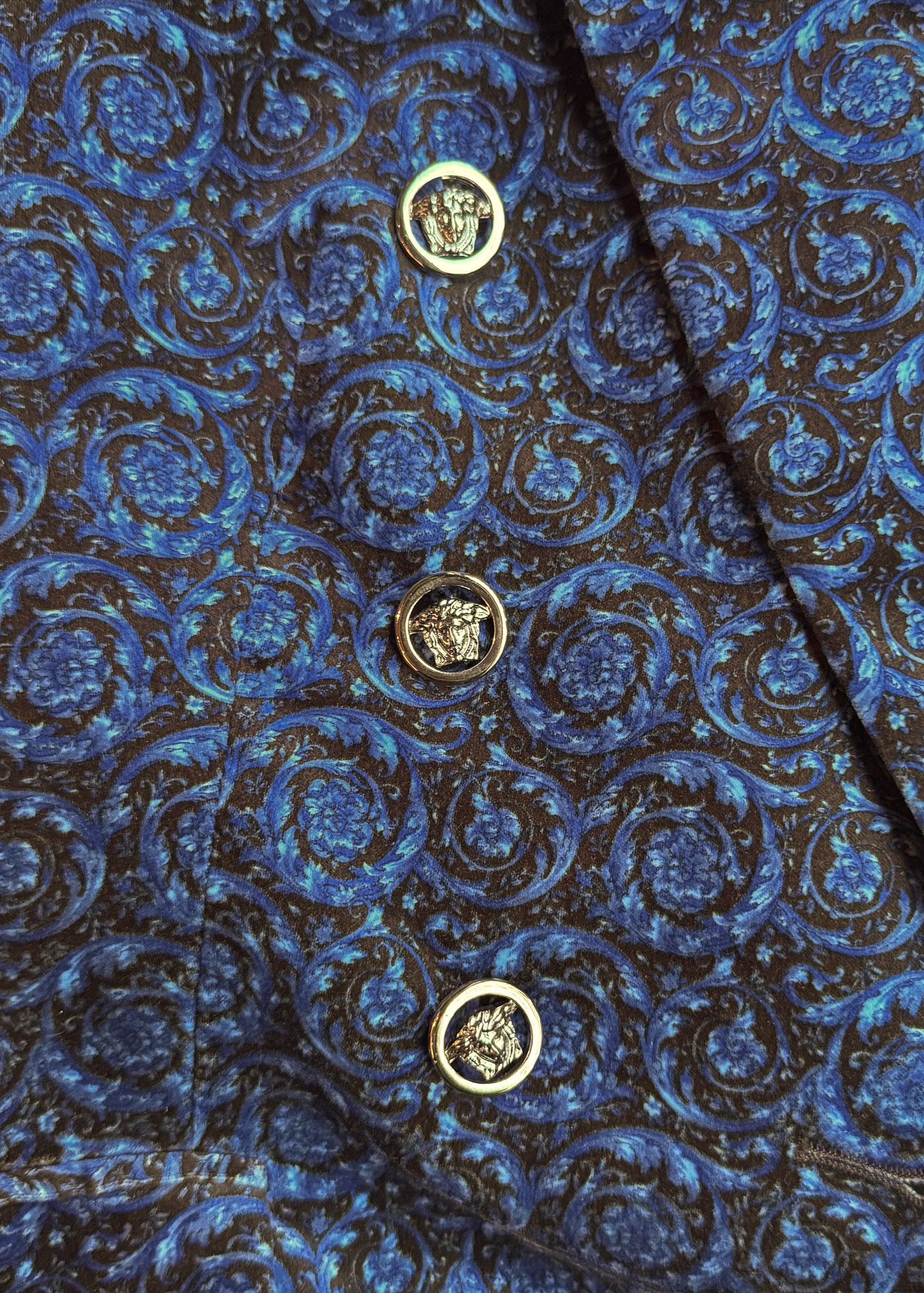 Versace Versace Floral Velvet Double-Breasted Medusa Buttons Blazer Size S / US 4 / IT 40 - 4 Thumbnail