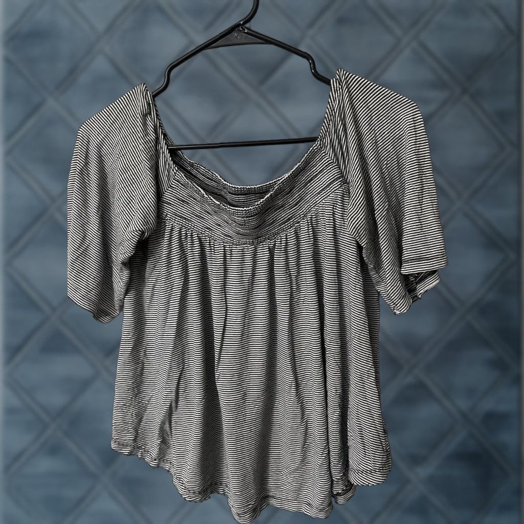 American Eagle Outfitters AMERICAN EAGLE Off the Shoulder Striped Blouse Cropped Multicolor Women’s XS Size XS / US 0-2 / IT 36-38 - 1 Thumbnail
