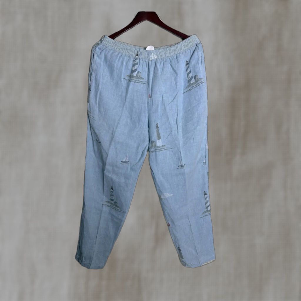 MILLY VINTAGE Valley Linen Pull On Pants Blue M Women Size 32" / US 10 / IT 46 - 1 Thumbnail