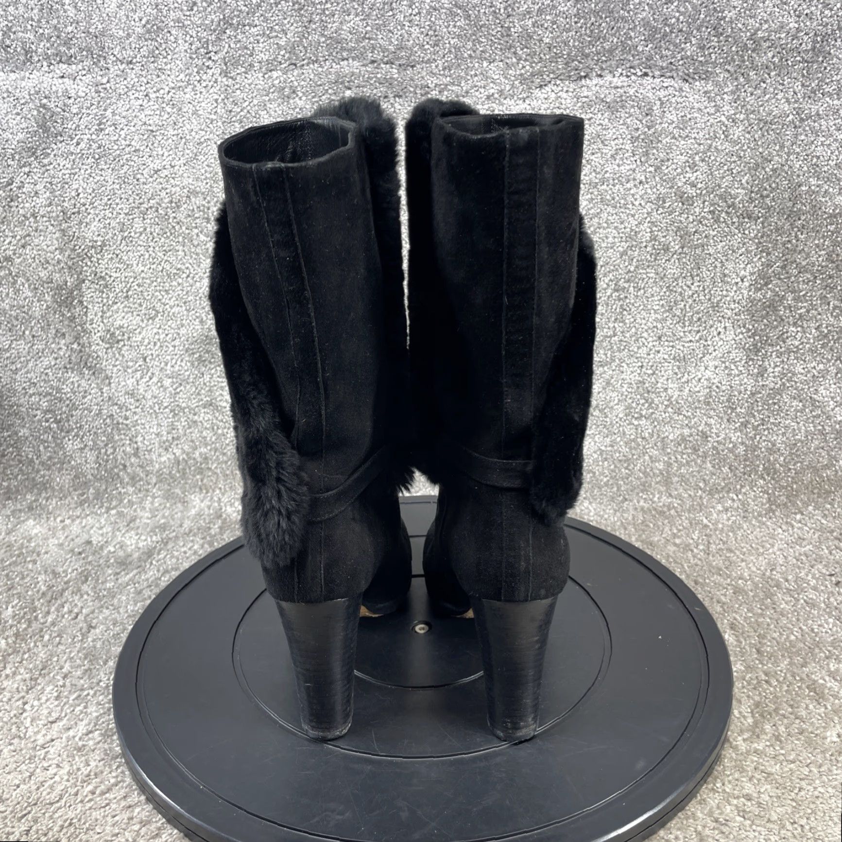 Loro Piana VINTAGE Loro Piana Women's Booties Size 8 US Black Suede Fur Block Heel Ankle Casual Size US 8 / IT 38 - 6 Thumbnail