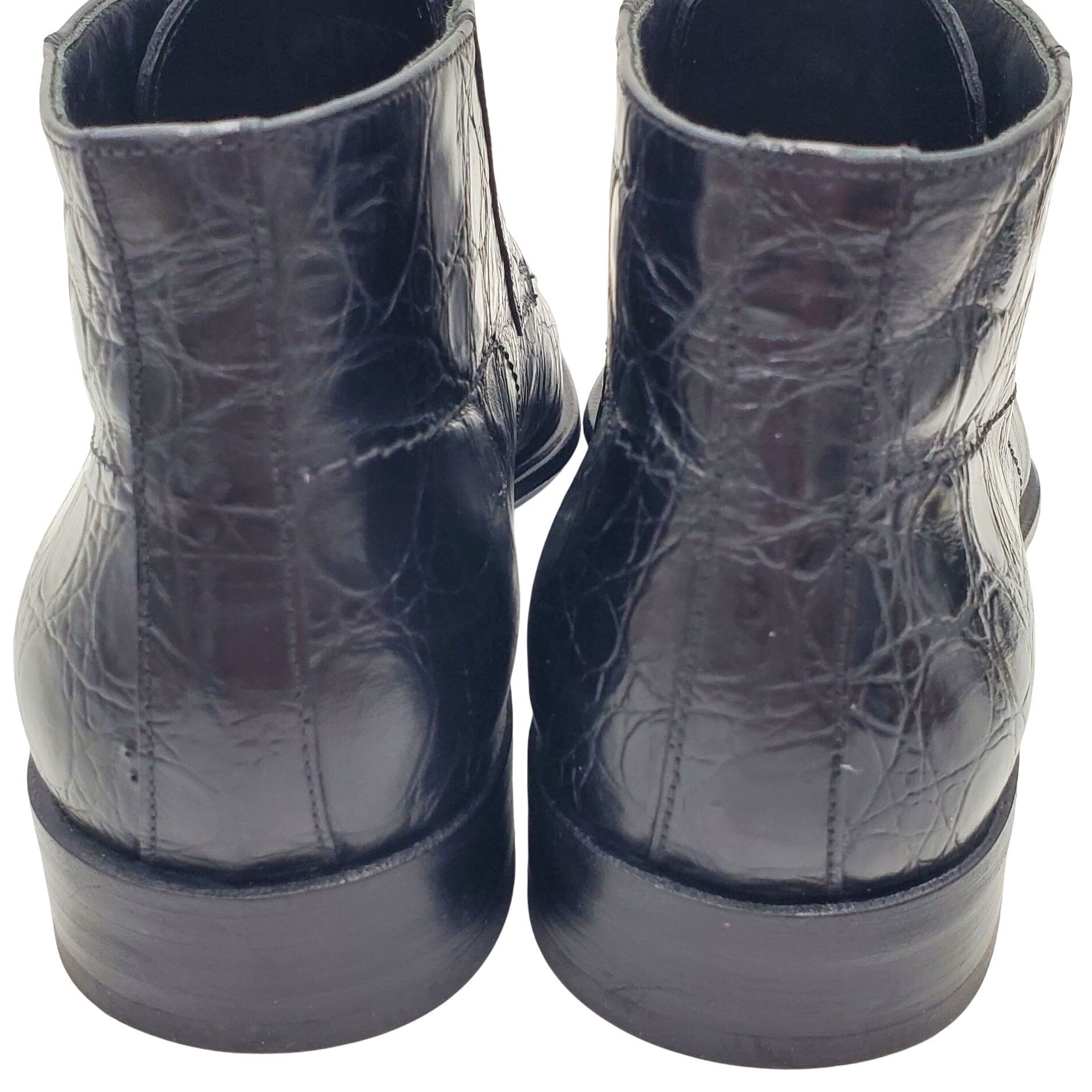 Other Italian Handmade Men's size 9 Black Crocodile Embossed Leath Size US 9 / EU 42 - 5 Thumbnail