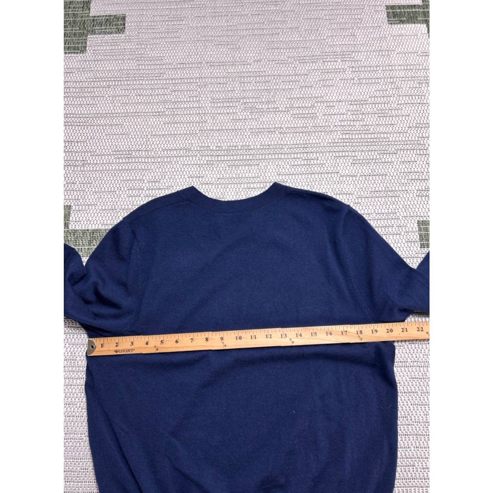 Tory Burch Tory Burch Wool Pullover Sweater Womens Large Blue V-Neck Raglan Sleeve Knit Trim Cozy Pullover Casual Vintage N/A Size L / US 10 / IT 46 - 5 Thumbnail