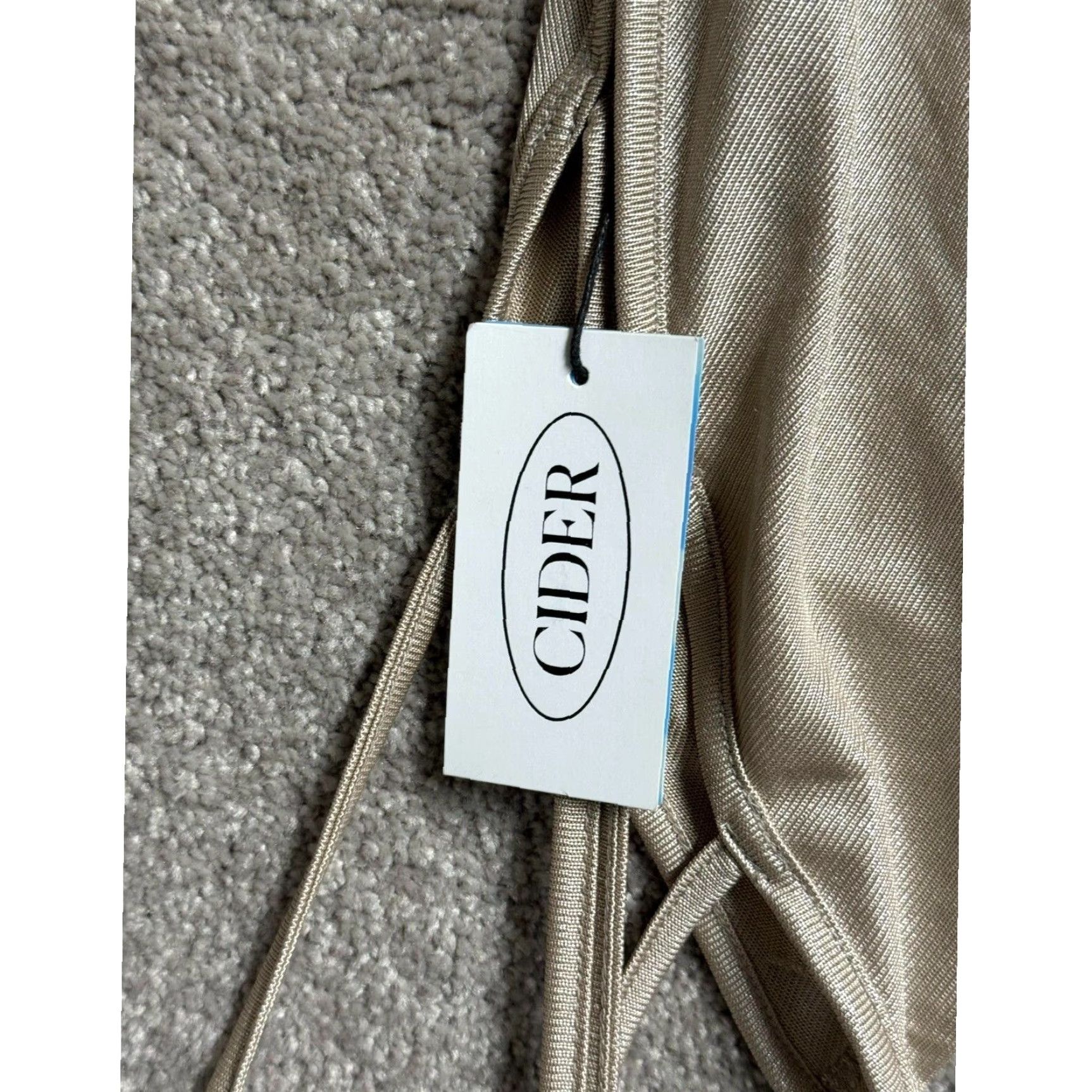Cider Cider Slip Dress M Midi Slinky Satin Y2K Coquette Evening Wear Glamorous Prom Dress Sleeveless V-Neck Satin Gold Womens Reg; Party Cocktail Womens Size M / US 6-8 / IT 42-44 - 3 Thumbnail