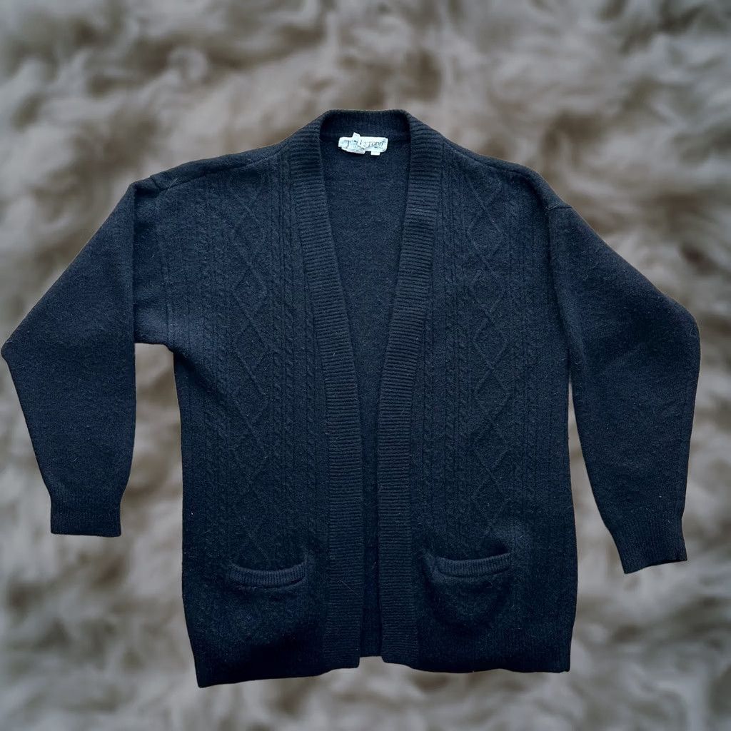 Vintage VINTAGE Justine Todd Cardigan Sweater Womens Large Wool Rabbit Hair Blend Black Size L / US 10 / IT 46 - 1 Thumbnail
