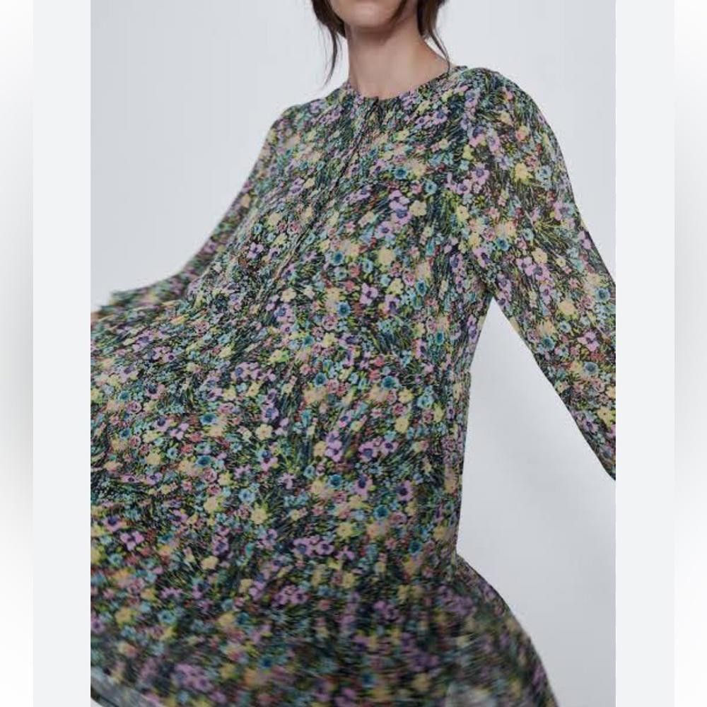 Zara Zara l Floral Long Sleeve Tunic Dress Small Size S / US 4 / IT 40 - 2 Thumbnail