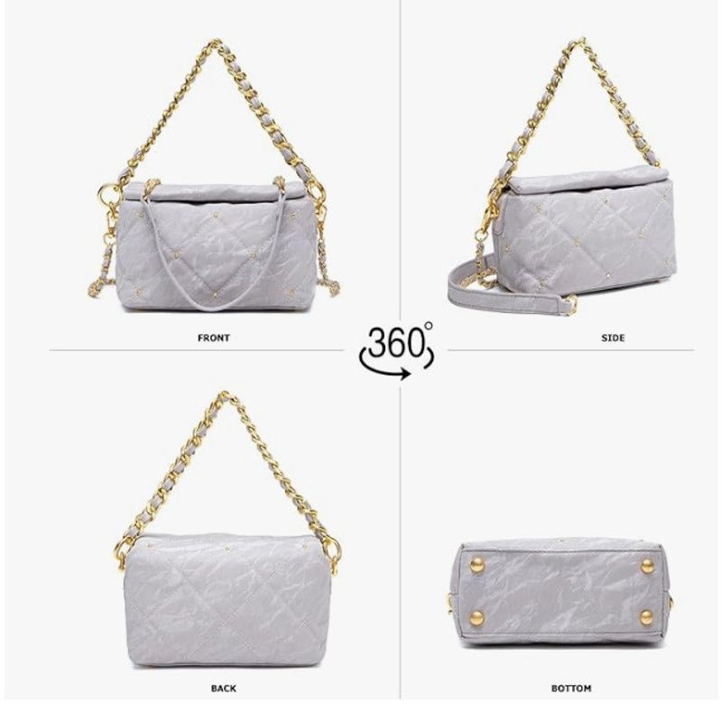 The Unbranded Brand Quilted Crossbody PUShoulder 2 Chains 7.4"× 2.9"× 4.7" Size ONE SIZE - 2 Thumbnail