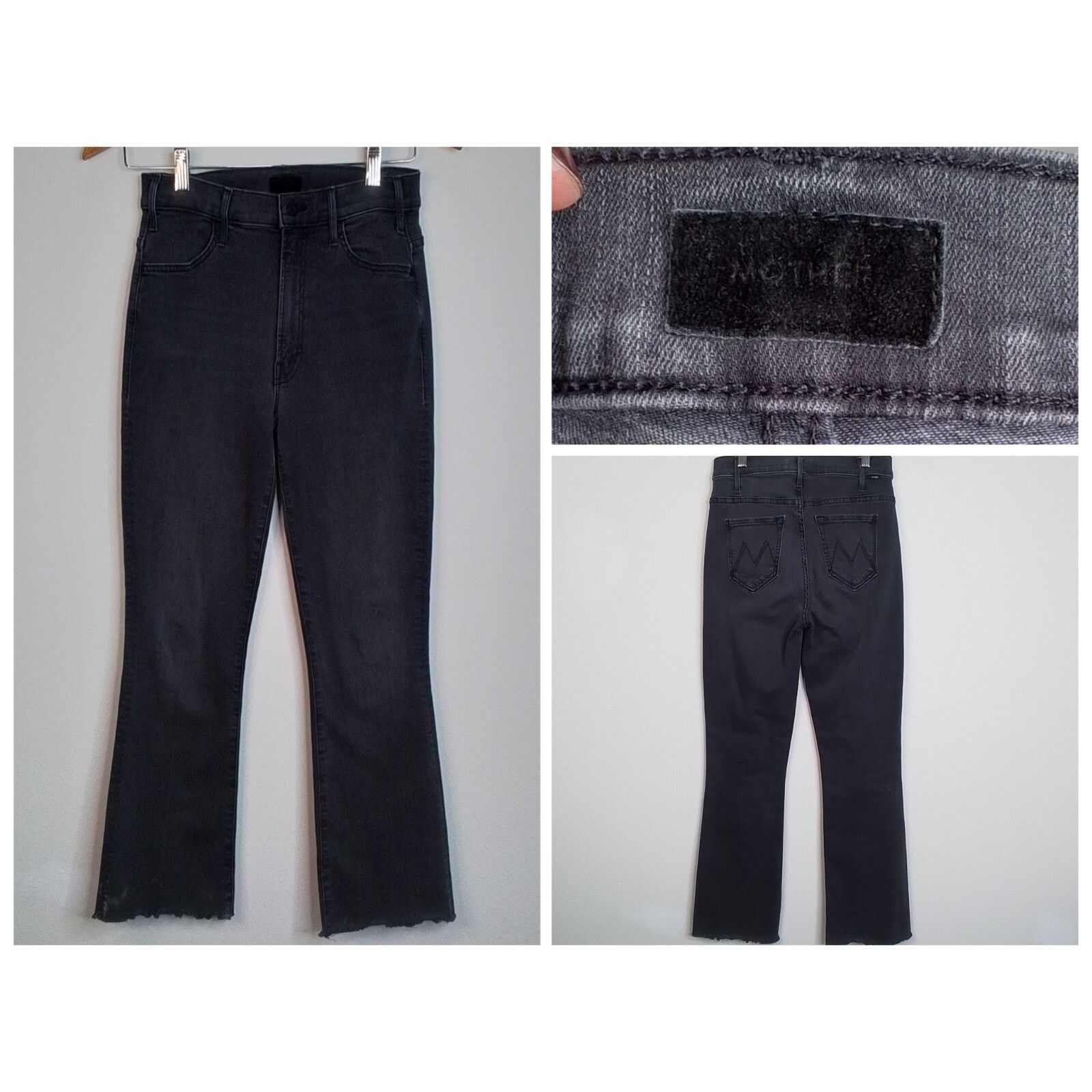 MOTHER Mother Denim Jeans Women's 25 Black The Hutsler Ankle Fray Size 25" / US 0 / IT 36 - 1 Thumbnail