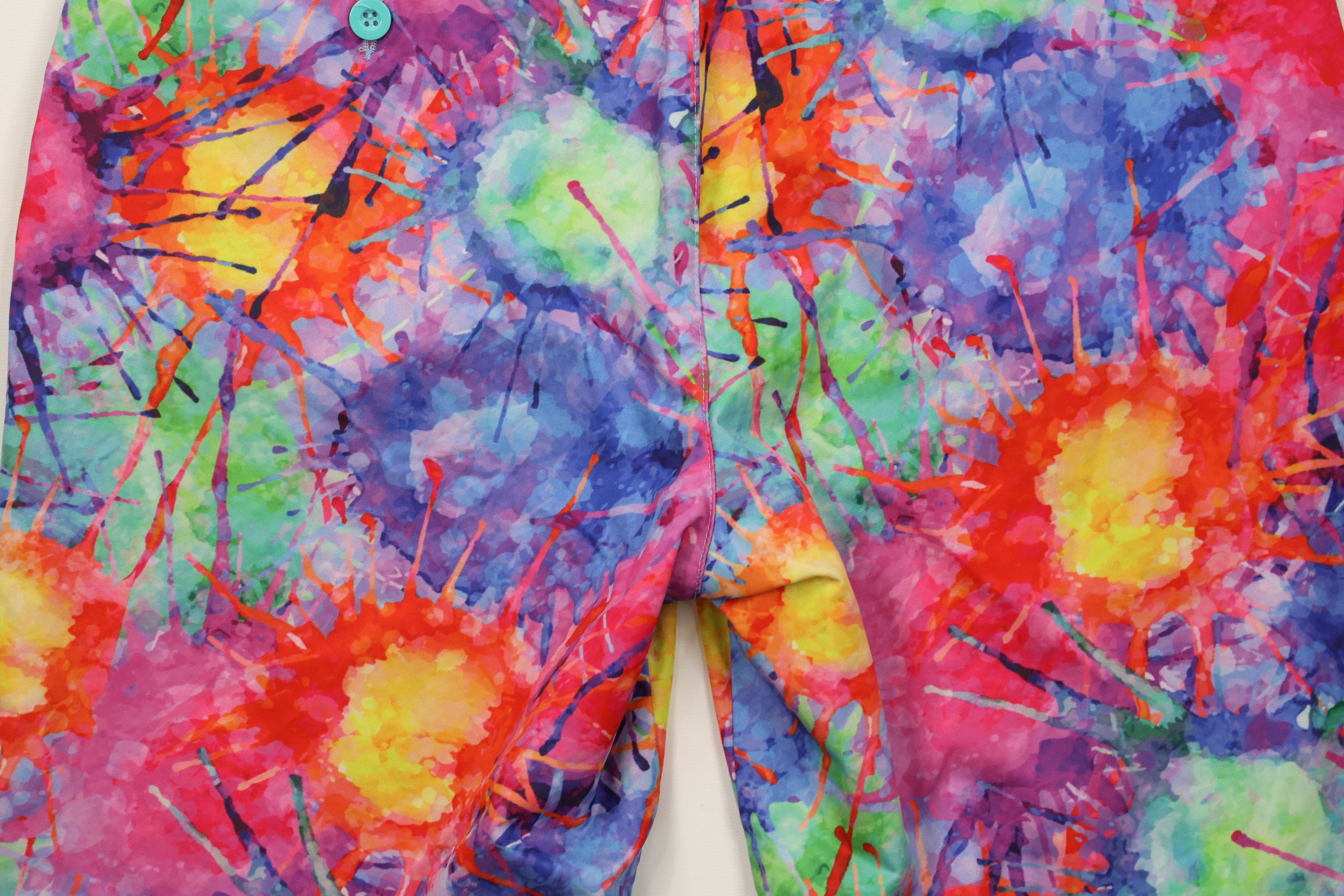 Vintage Hreski Golf Rainbow Paint Splatter Golfing Chino Shorts Size US 34 / EU 50 - 11 Thumbnail