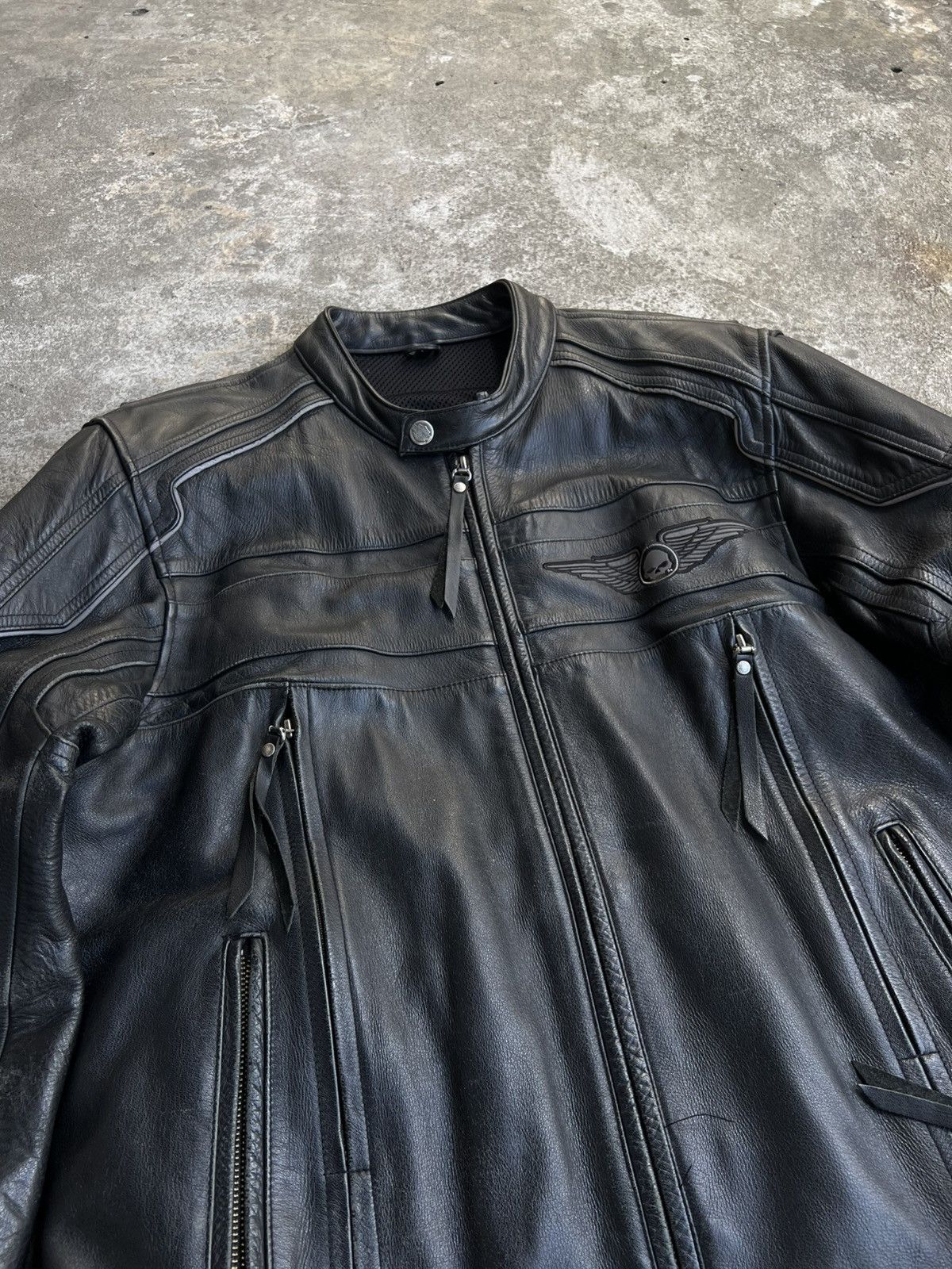 Harley Davidson × West Coast Choppers Crazy Vintage Harley Davidson Leather Jacket Big Logo Rare Size US L / EU 52-54 / 3 - 9 Thumbnail