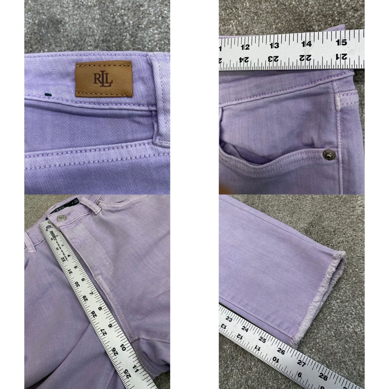 Ralph Lauren VINTAGE Lauren Ralph Lauren Jeans Women 6 Purple Denim Cropped Premier Skinny Straight Crop 5793 Size 28" / US 6 / IT 42 - 9 Thumbnail