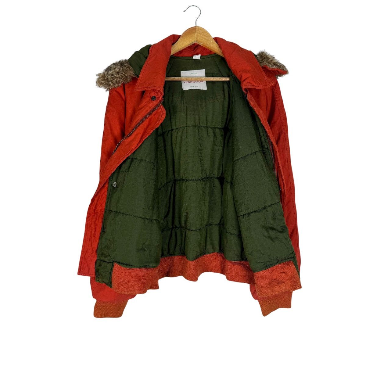 United Colors Of Benetton 🌟UNITED BENETTON FUR HOODIE BOMBER JACKET Size US M / EU 48-50 / 2 - 9 Thumbnail