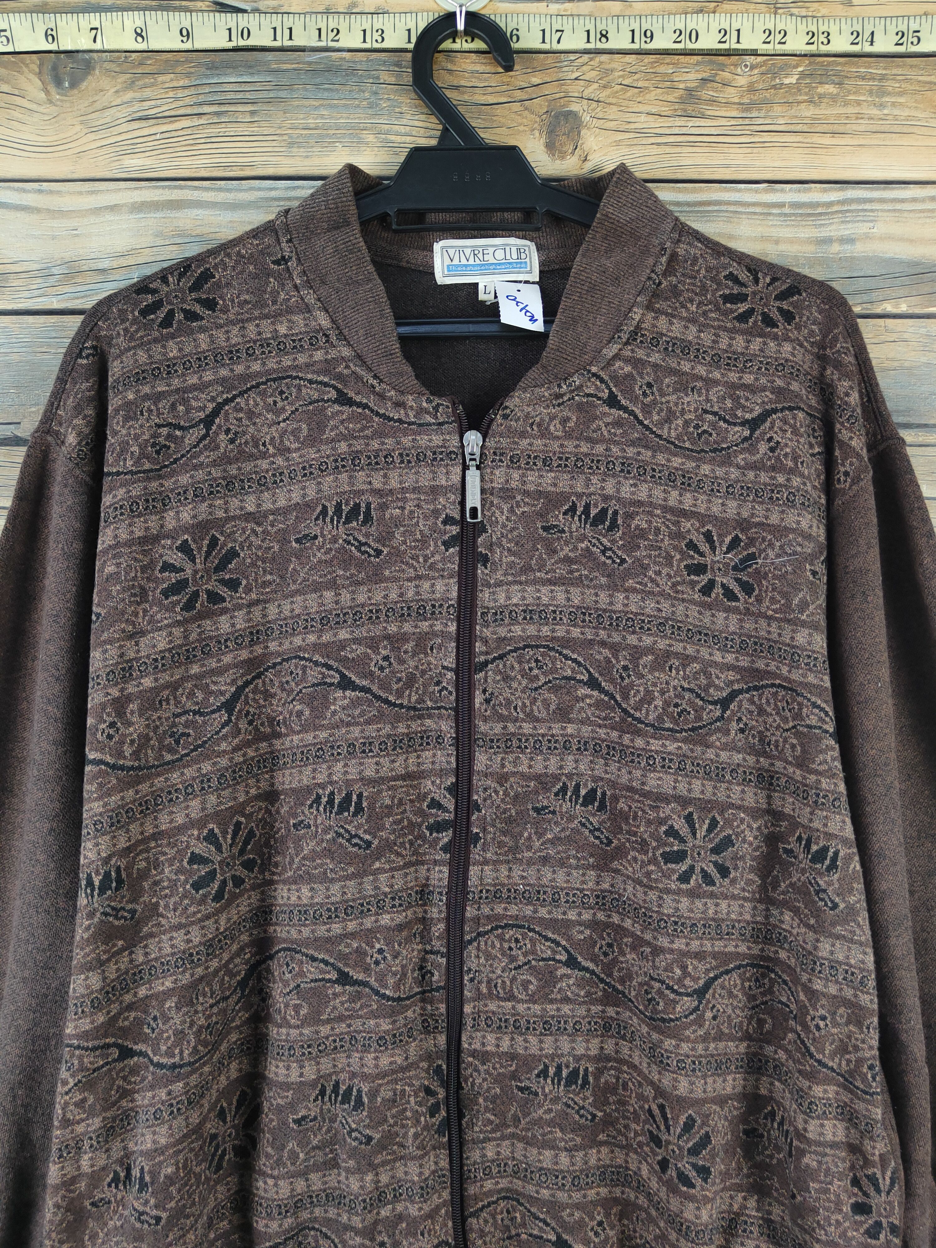 Vintage Vivre Club Dark Brown Knitwear Sweaters #W2120 Size US L / EU 52-54 / 3 - 2 Thumbnail