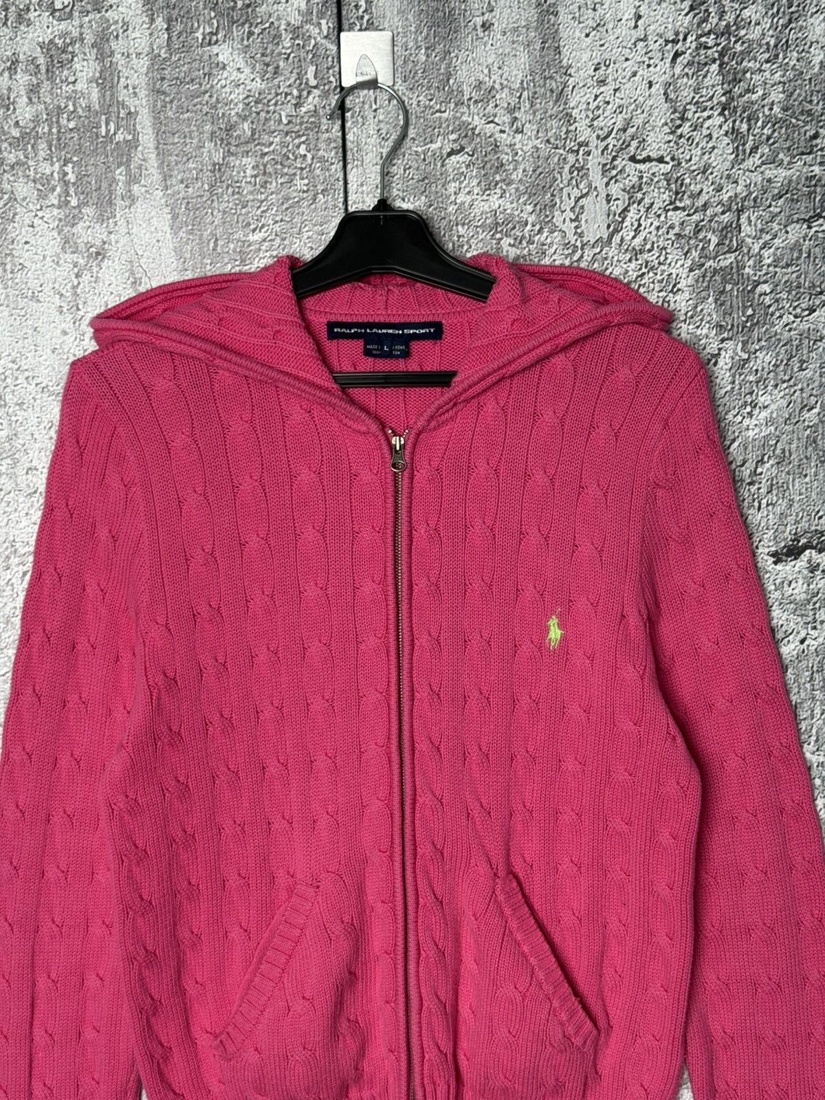 Polo Ralph Lauren Vintage Polo Ralph Lauren Sport Cable Knit Full Zip Hoodie Size L / US 10 / IT 46 - 2 Thumbnail