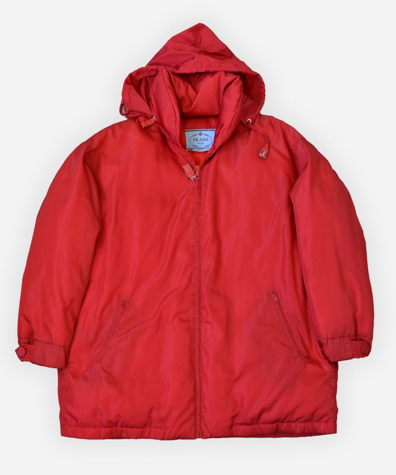 Prada PRADA Jacket Down Parka Coat Red Zip Hood Vintage Size L / US 10 / IT 46 - 1 Thumbnail
