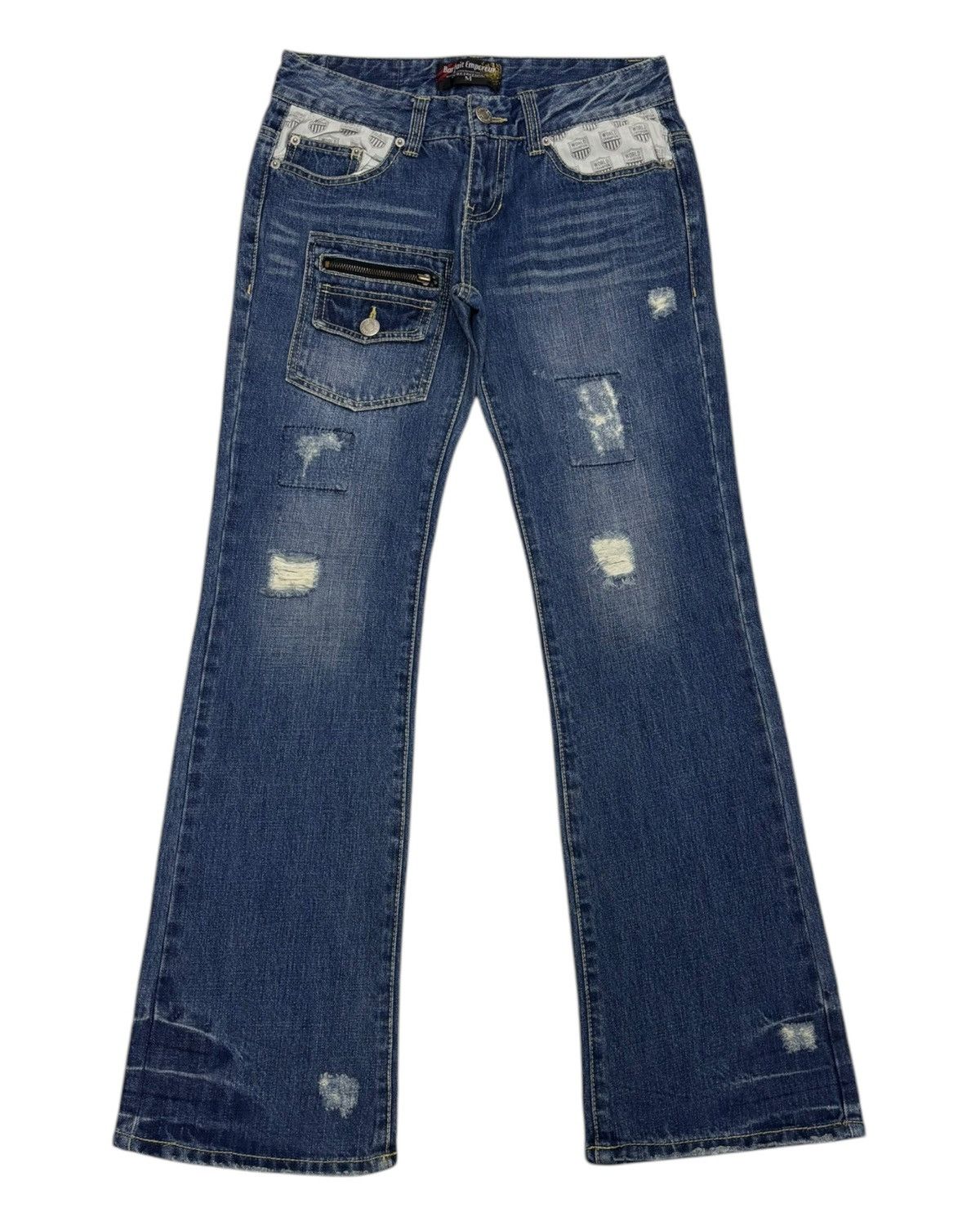 GOSTAR DE FUGA × Hysteric Glamour × Japanese Brand Y2K Barfait Empereur Flare Jeans Patchwork Japanese Denim Size US 30 / EU 46 - 7 Thumbnail