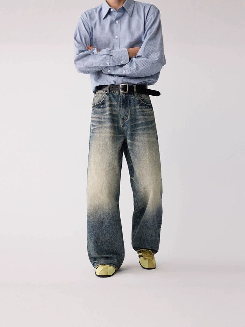 Vintage Men's High-Street Washed & Distressed Whiskered Jeans Size US 32 / EU 48 - 1 Thumbnail