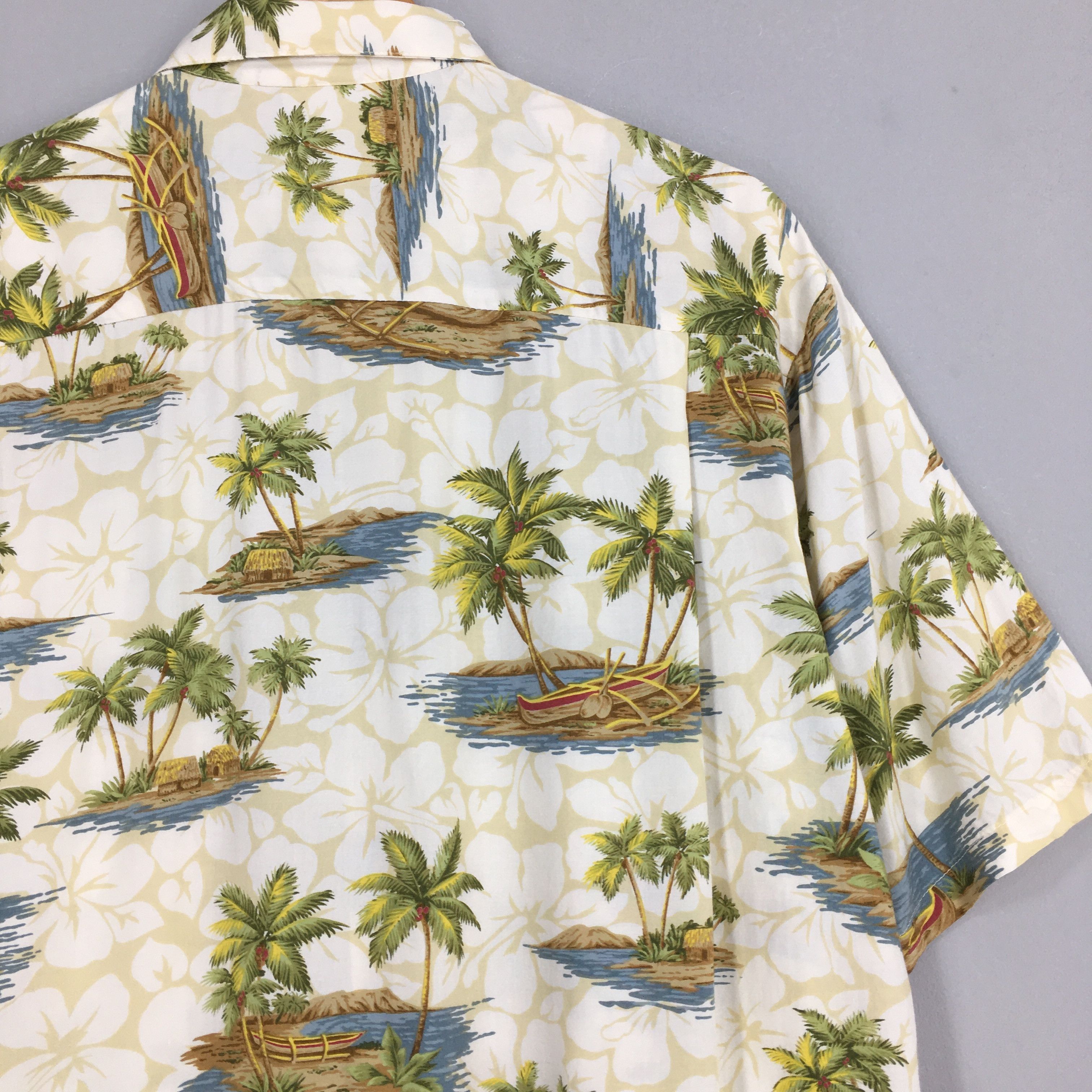 IOLANI × Reyn Spooner Vintage Iolani Palm Tree Beach View Aloha Shirt Medium Size US M / EU 48-50 / 2 - 8 Thumbnail