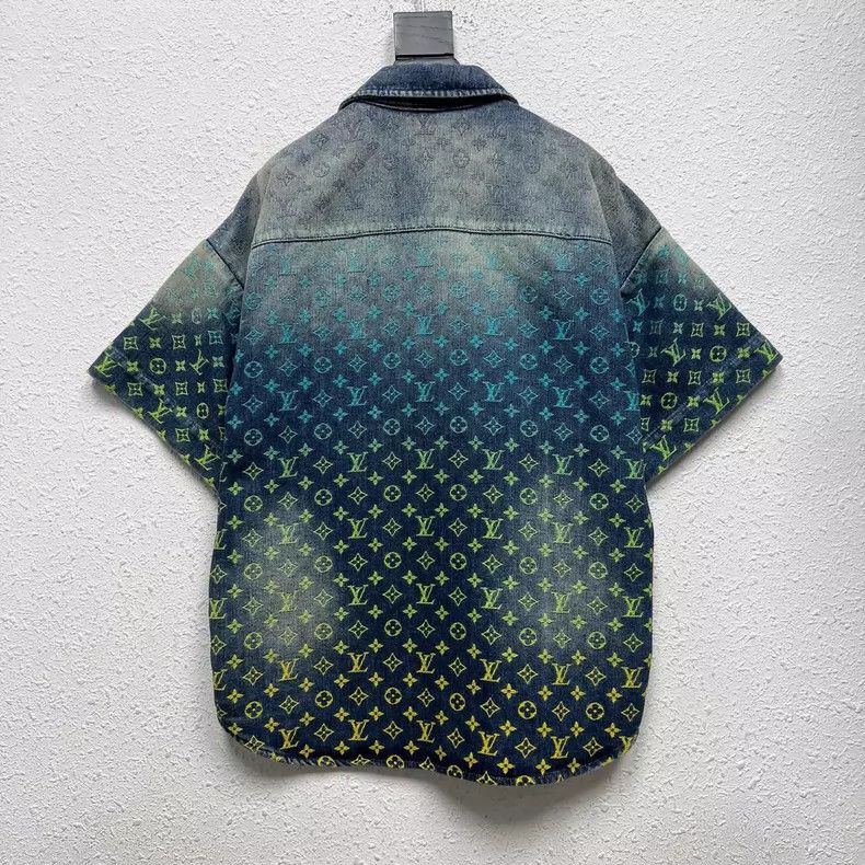 Louis Vuitton LOUIS VUITTON Logo Embroidered Gradient Denim Short Sleeve Size US XS / EU 42 / 0 - 2 Thumbnail