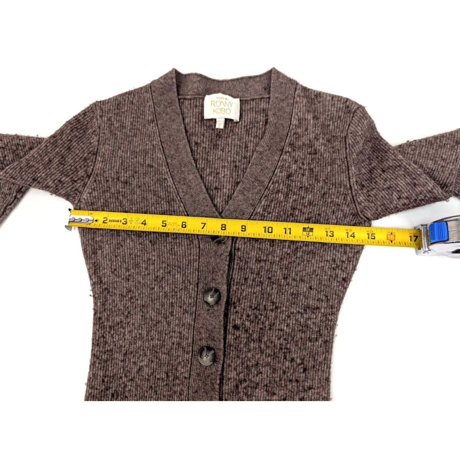 Ronny Kobo Torn by Ronny Kobo Cardigan Women S Wool Blend Long Brown Red Button / Oversized Knit Long Sleeve S Retail Womens Size S / US 4 / IT 40 - 7 Thumbnail