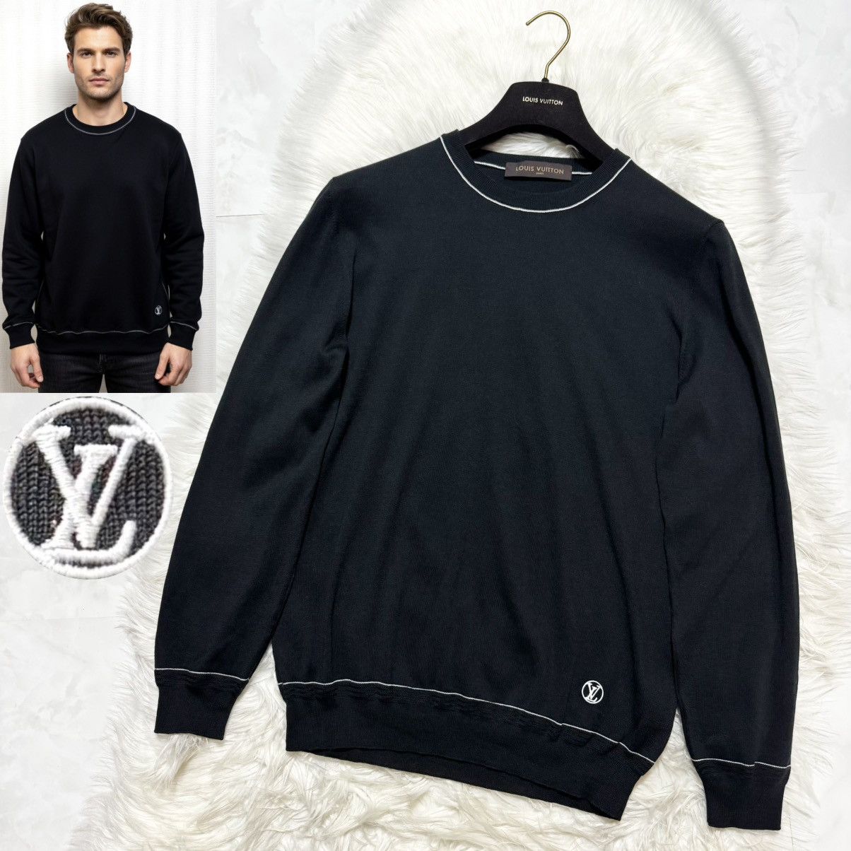 Louis Vuitton Authentic, Louis Vuitton LV Embroidered Knit Sweater Size US M / EU 48-50 / 2 - 1 Thumbnail