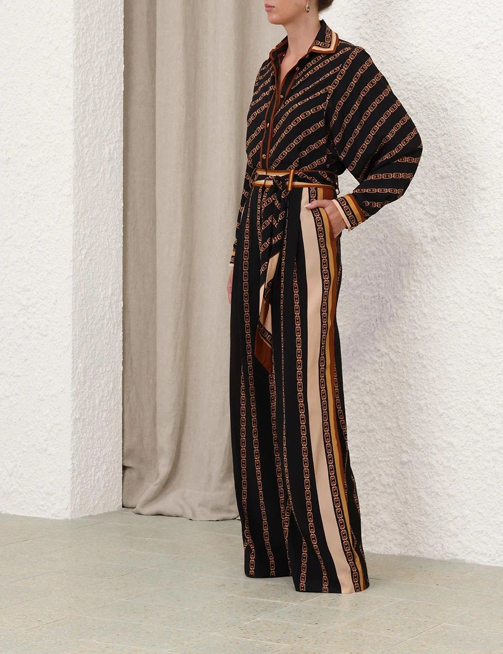 Zimmermann oc11z0226 Relaxed Shirt In Black/Brown Size M / US 6-8 / IT 42-44 - 8 Thumbnail