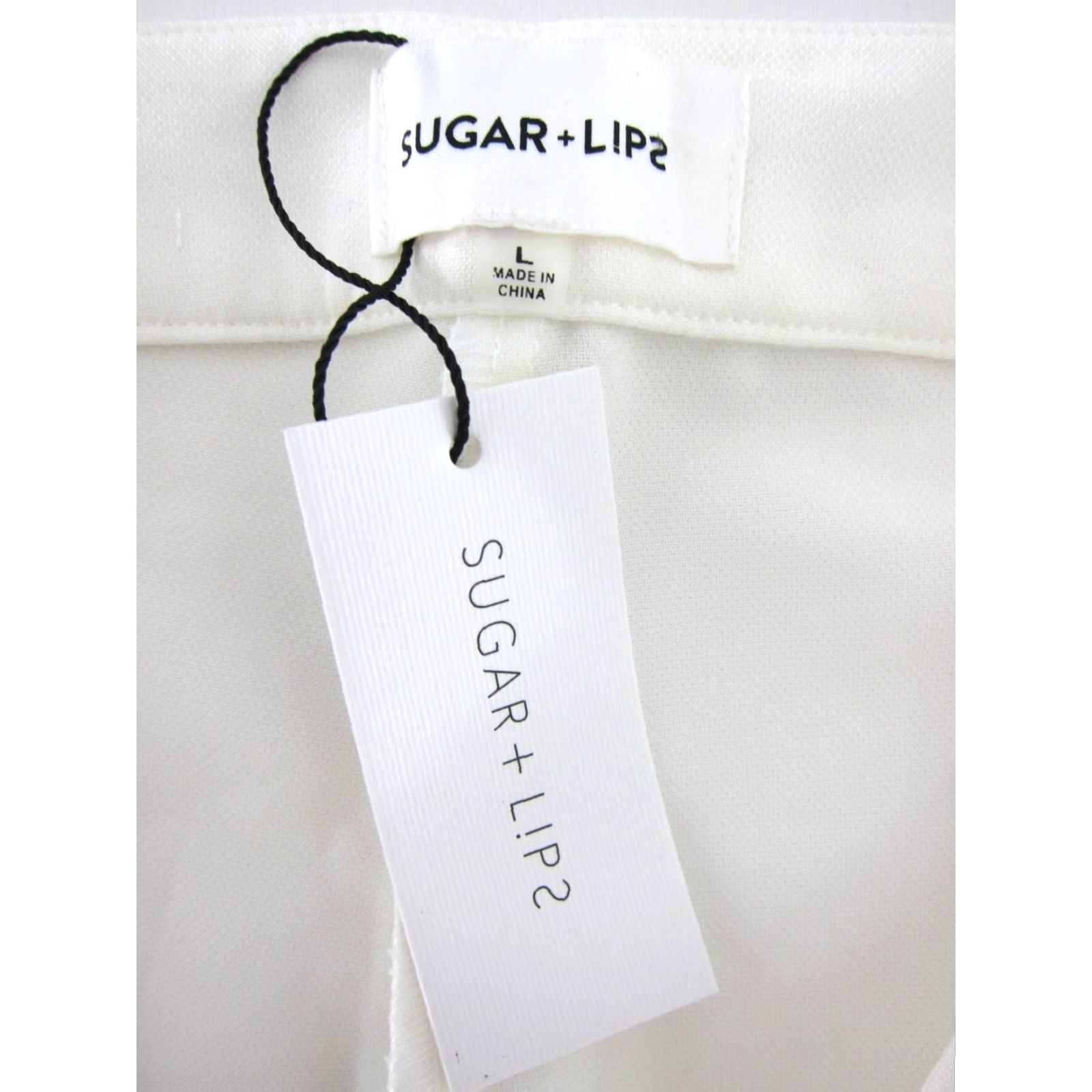 Sugar Sugar + Lips NWT White Pink Lace Trim Tapered Work Classic Pant Women Large Size 36" / US 14 / IT 50 - 4 Thumbnail
