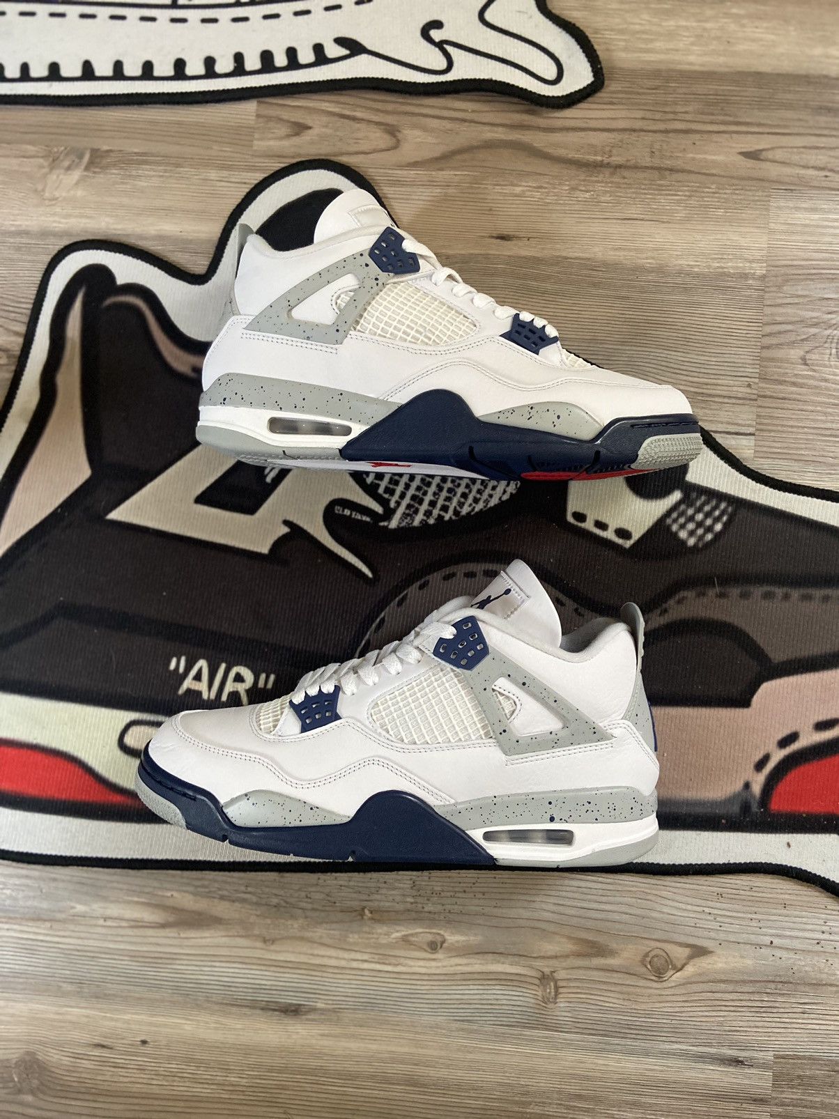 image of Jordan Brand 4 ‘Midnight Navy’ Shoes in White, Men's (Size 10)
