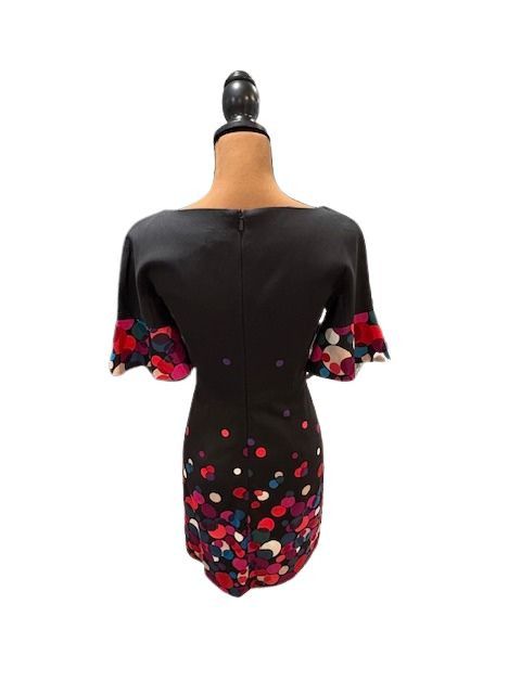 Trina Turk Black Mini Dress with Ruffle Sleeves and Multicolor Circles Size XS / US 0-2 / IT 36-38 - 6 Thumbnail