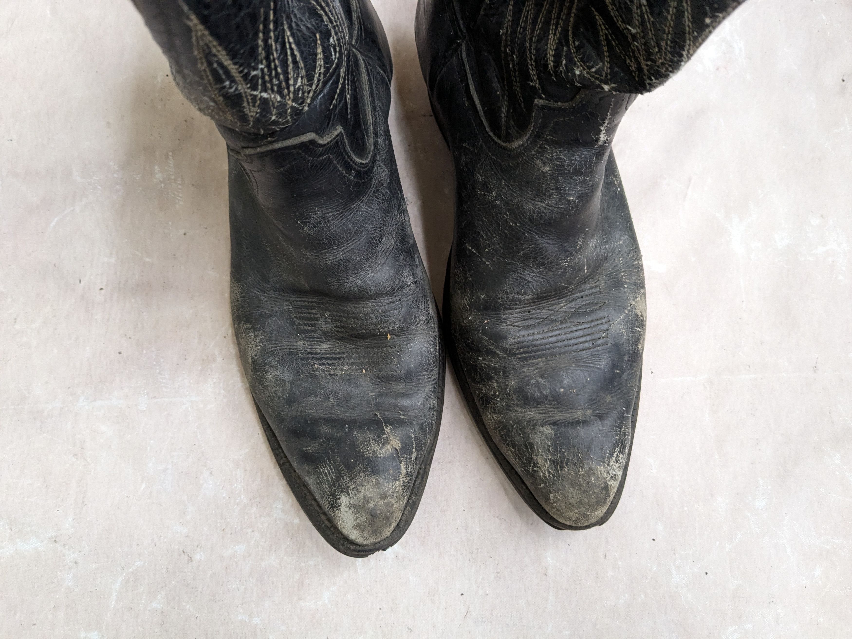 Genuine Leather Vintage Cowboy Boots Black 9 Leather Size US 9 / EU 42 - 3 Thumbnail