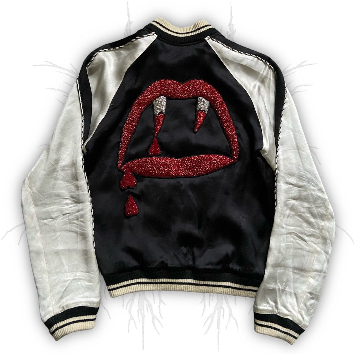 image of Hedi Slimane x Saint Laurent Paris Slp Bloodluster Silk Bomber Jacket 2013 in White (Size Small)