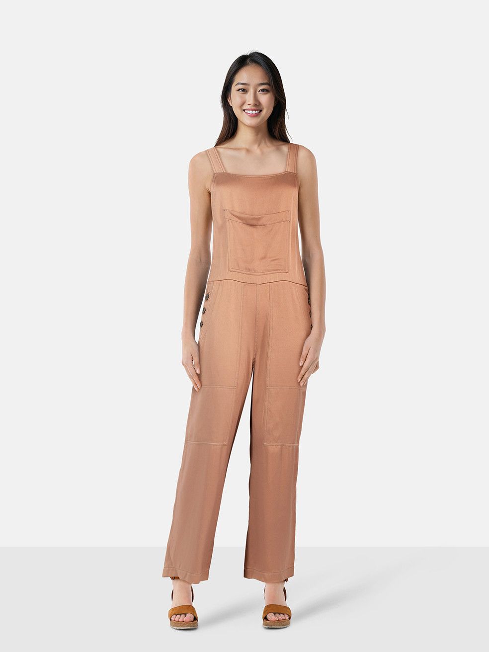 Brunello Cucinelli Brown Button Detail Dungarees Size 27" / US 4 / IT 40 - 1 Thumbnail