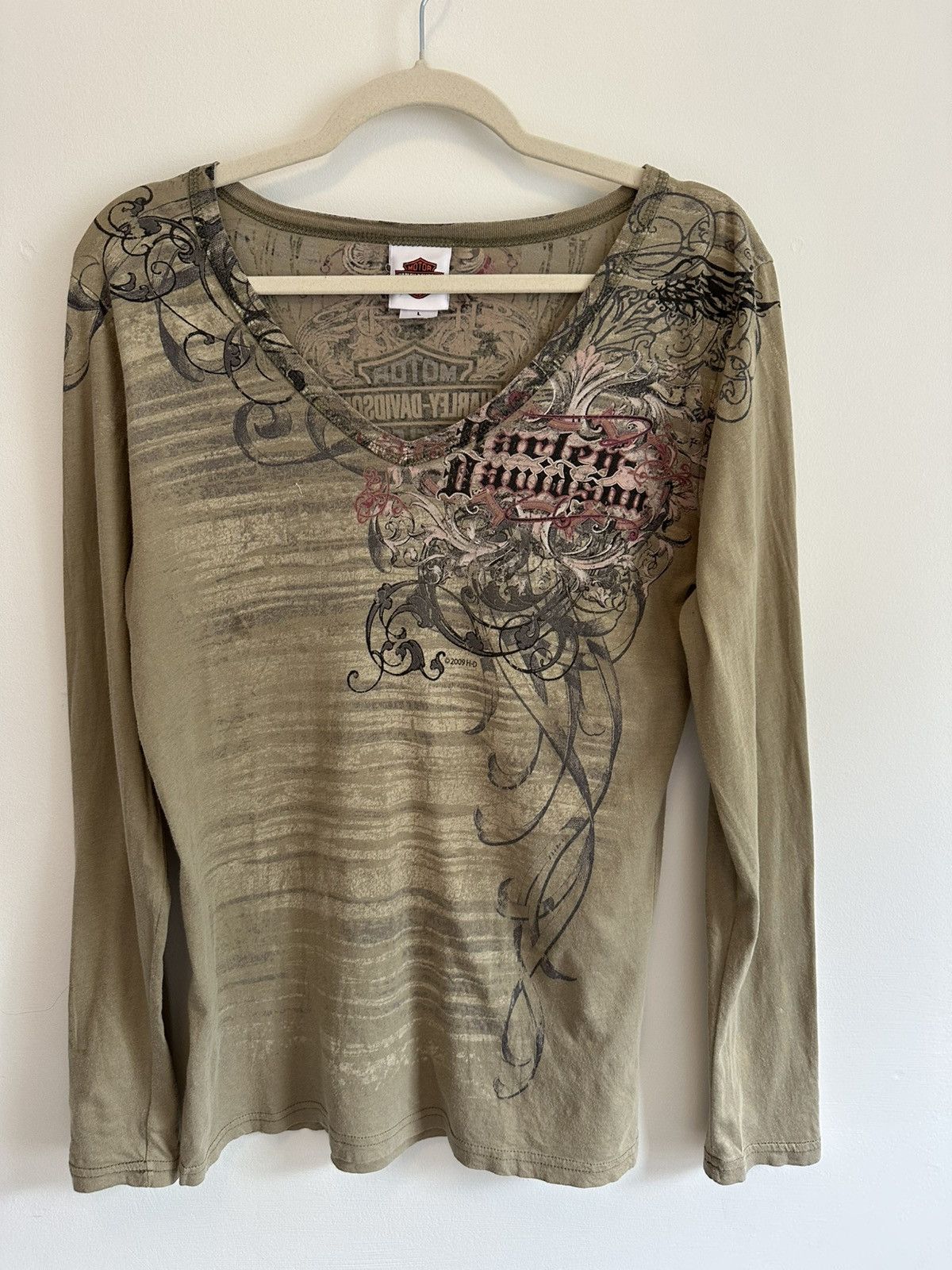 Harley Davidson Vintage 2009 Harley-Davidson Long Sleeve – USA Made Size L / US 10 / IT 46 - 1 Thumbnail