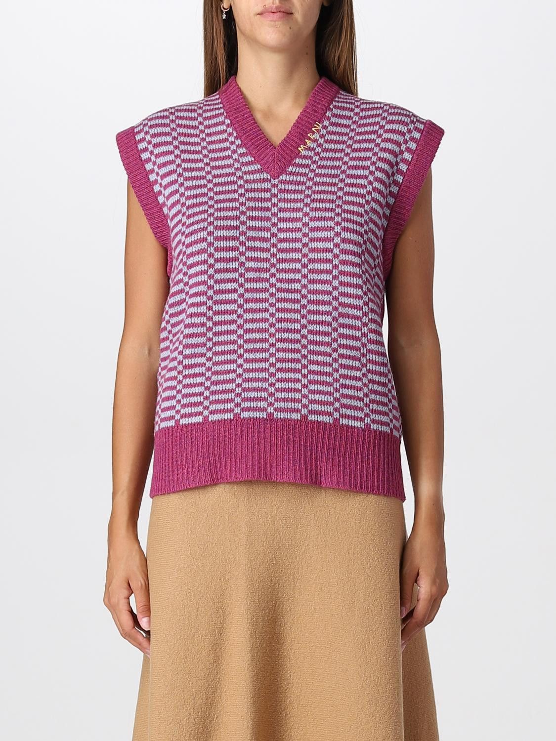 Marni o1y1125 V-neck Sweater in Mauve/Gray Size XS / US 0-2 / IT 36-38 - 1 Thumbnail