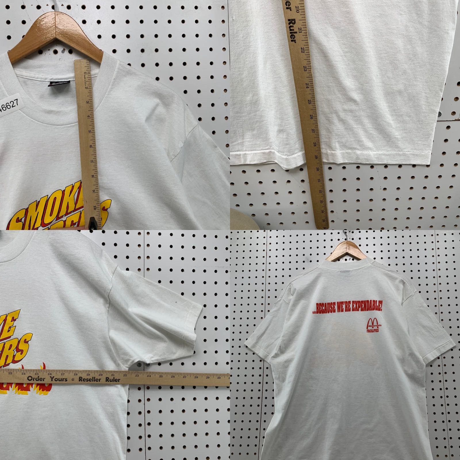 Fruit Of The Loom VINTAGE Fruit of the Loom SHirt Men XL White Mcdonalds Flames Fire 90s 1990s USA Smoke Jumpers Graphic Print Crew Neck Short Sleeve T-Shirt Size US XL / EU 56 / 4 - 8 Thumbnail