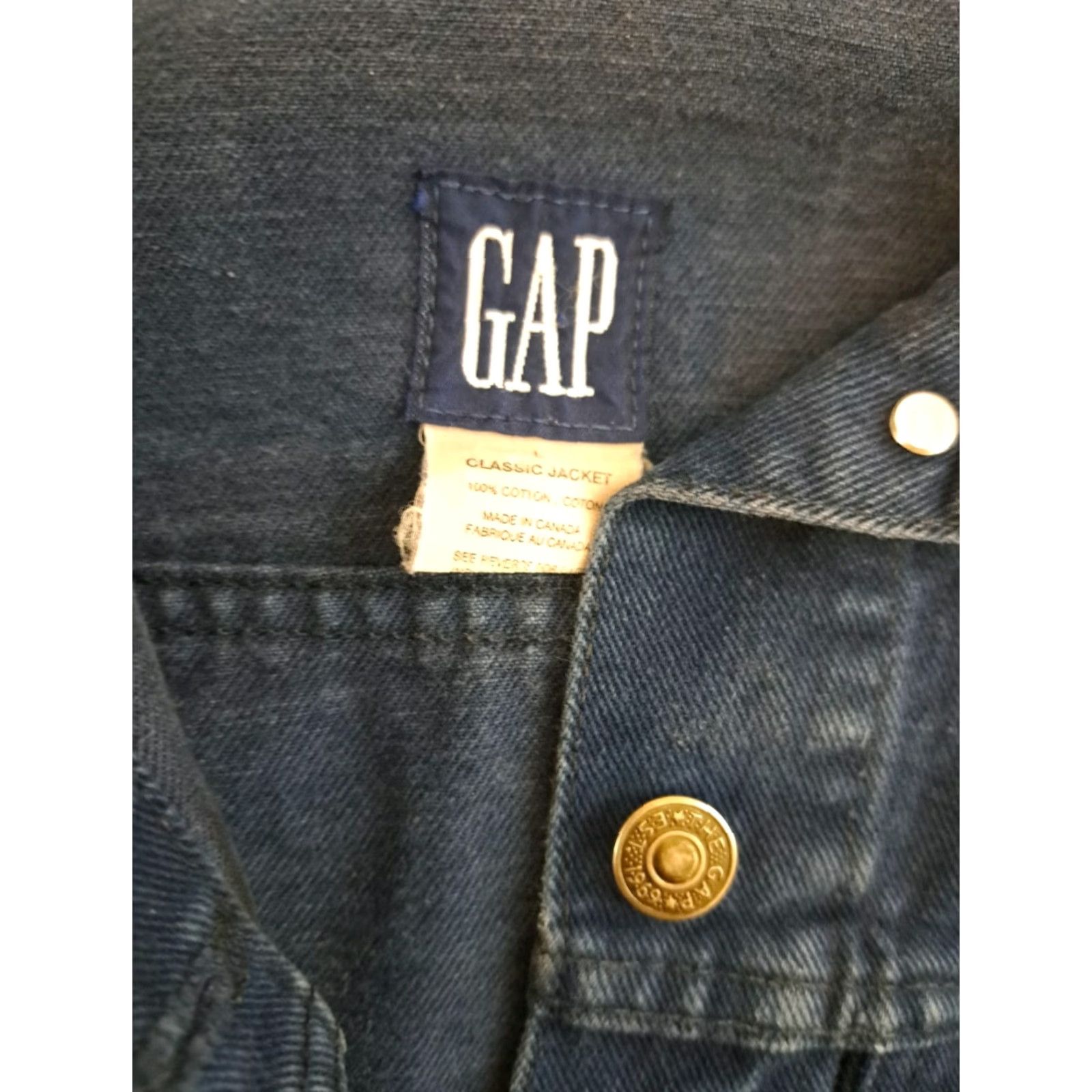 Gap VINTAGE Gap Full Button Blue Jean Bomber Jacket Large Canada EUC Size US 33 - 5 Thumbnail