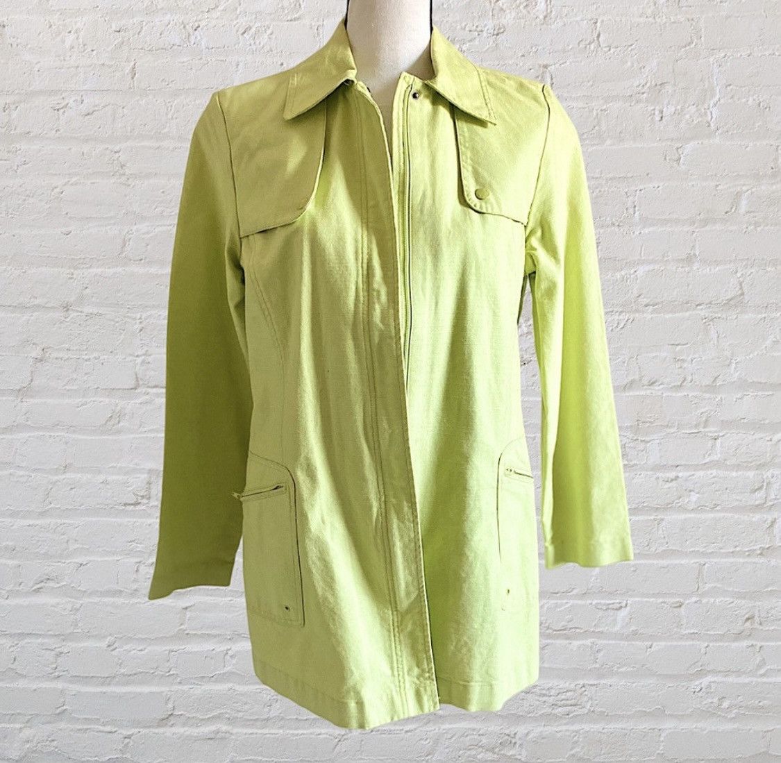 Other LIME GREEN ZIPPER BUTTON UP JACKET WITH POCKETS Size M / US 6-8 / IT 42-44 - 8 Thumbnail