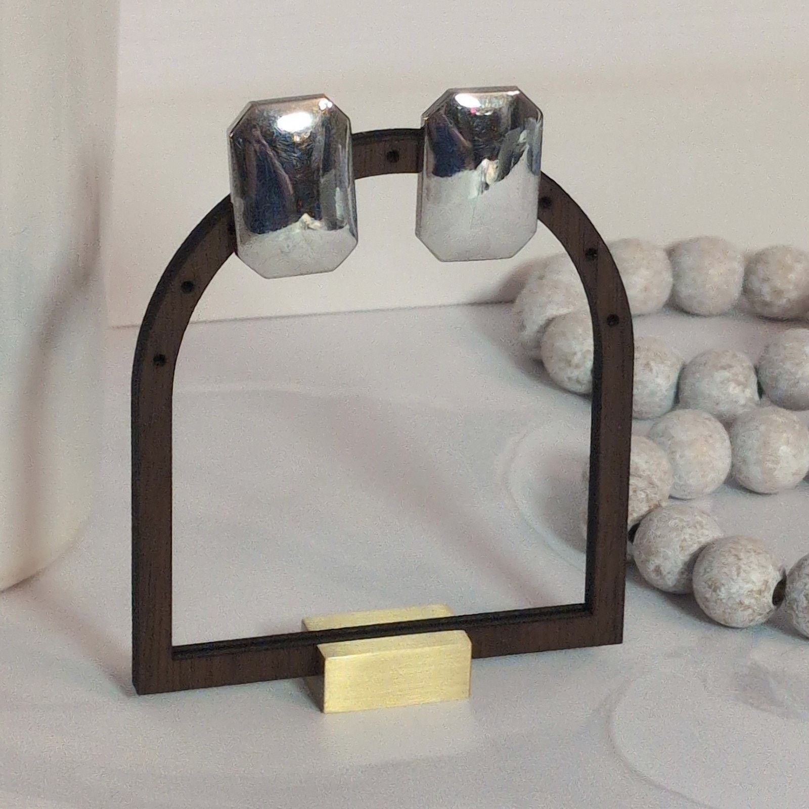 Jordache VTG 1980 Jordache Silver Mirrored Rectangle Clip-On Earrings Size ONE SIZE - 2 Thumbnail