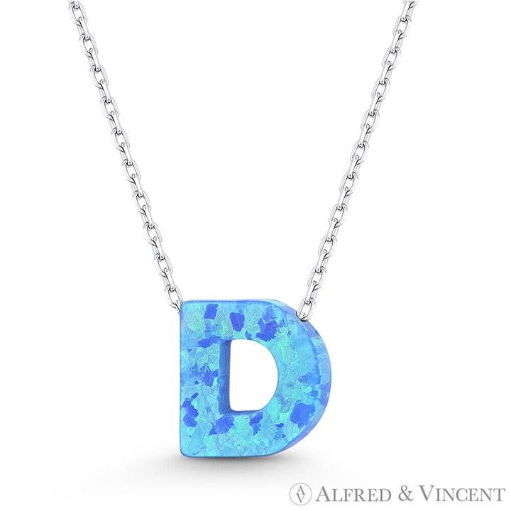 Other Blue Lab Opal Initial "D" Pendant Anchor Chain Necklace Size ONE SIZE - 1 Preview