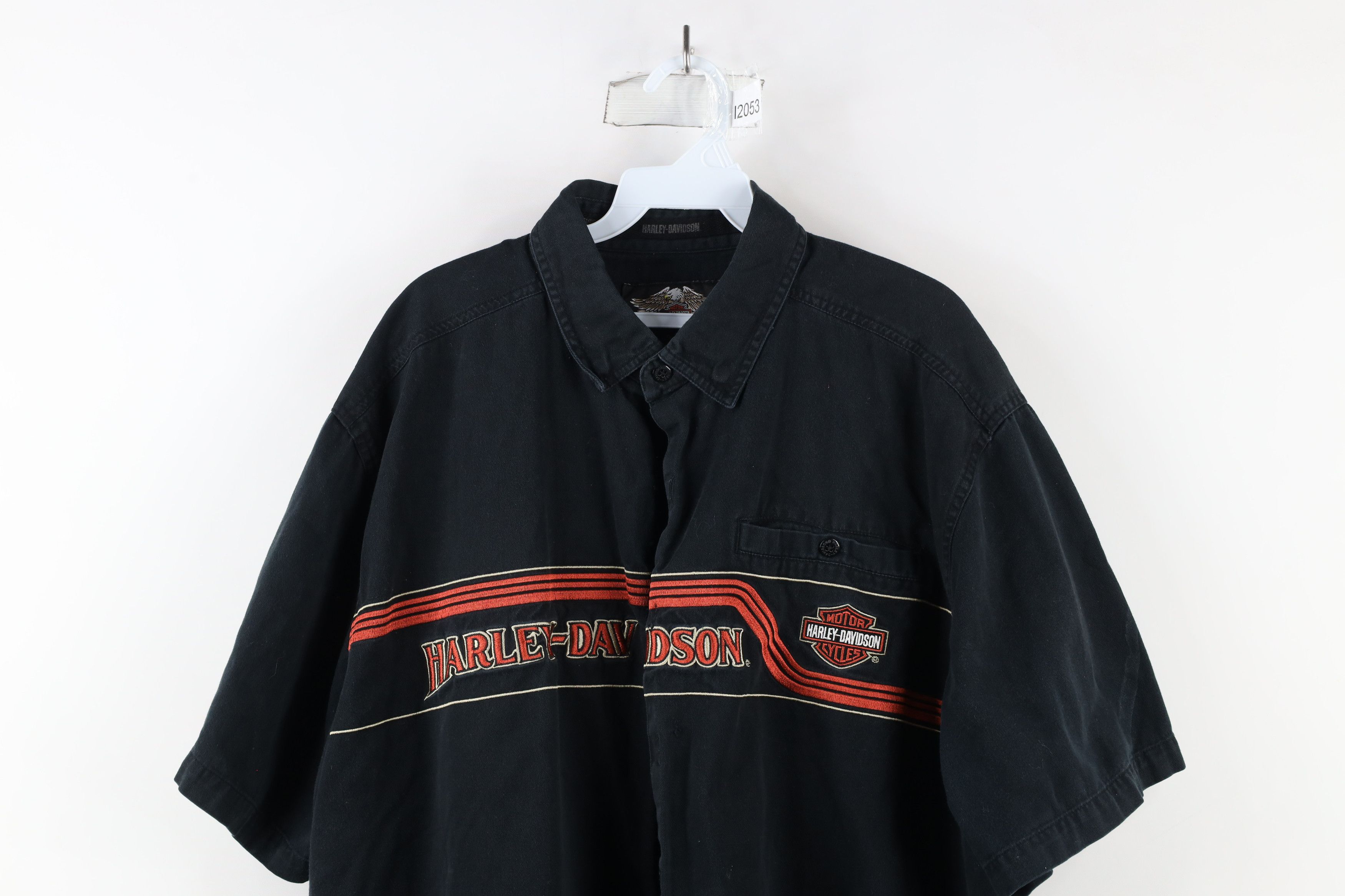 Harley Davidson × Vintage Vintage 90s Harley Davidson Spell Out Mechanic Button Shirt Size US L / EU 52-54 / 3 - 2 Thumbnail