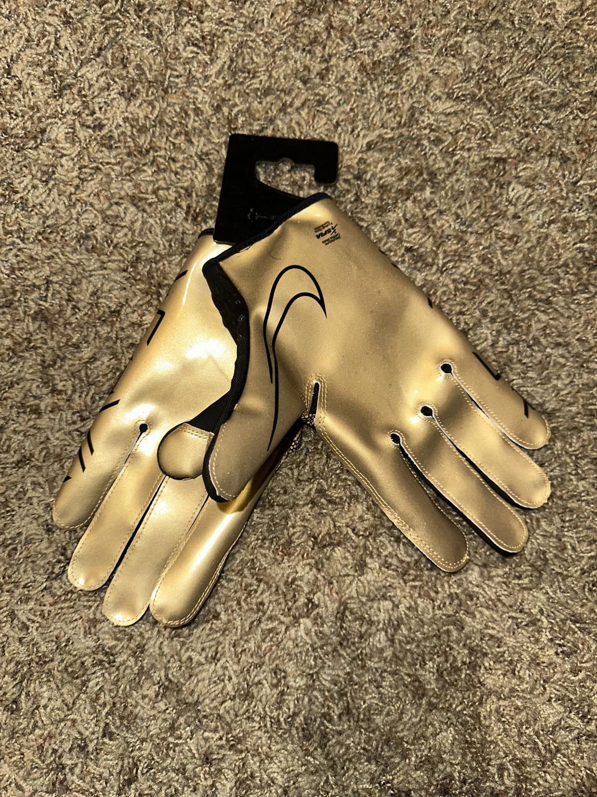 Nike Nike Vapor Jet 7.0 Football Gloves Black Gold Size ONE SIZE - 7 Thumbnail