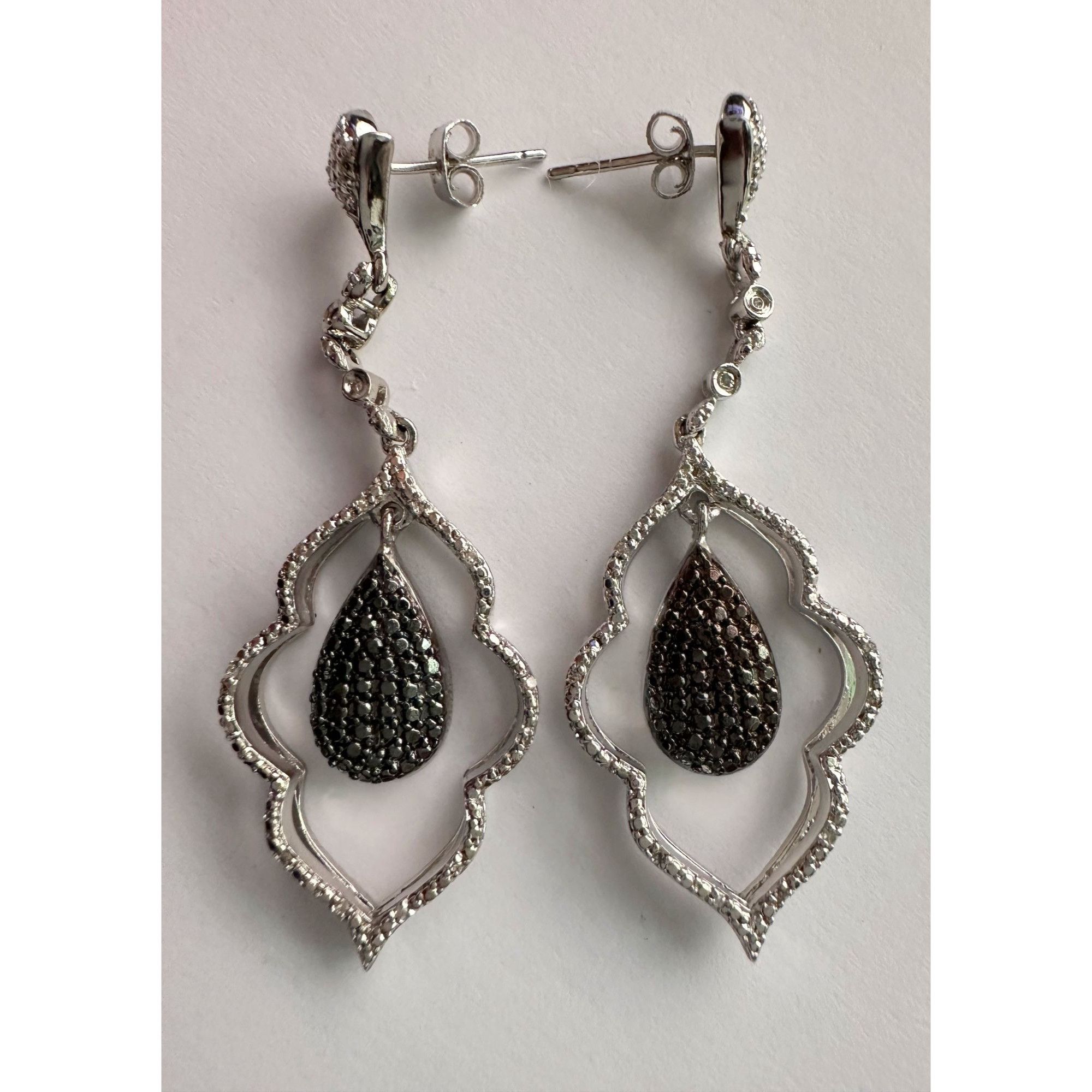 Other Black Diamond Cluster Leaf Dangle Earrings Size ONE SIZE - 11 Thumbnail