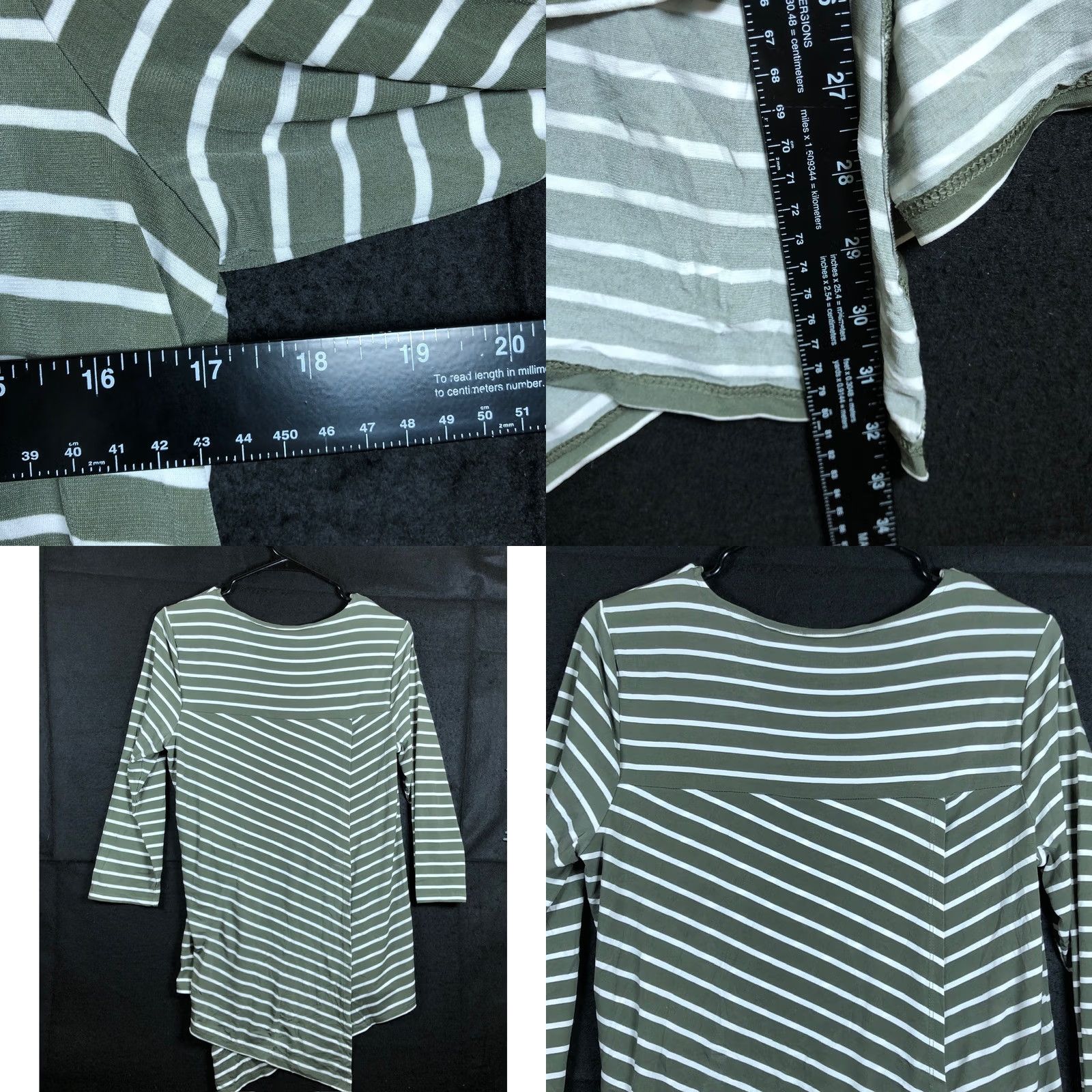 Vintage Chicos Womens Shirt Green White Stripe Long Sleeve Semi Open Back Stretch Crew Neck T-Shirt S Regular Girls Women’s Size S / US 4 / IT 40 - 8 Thumbnail