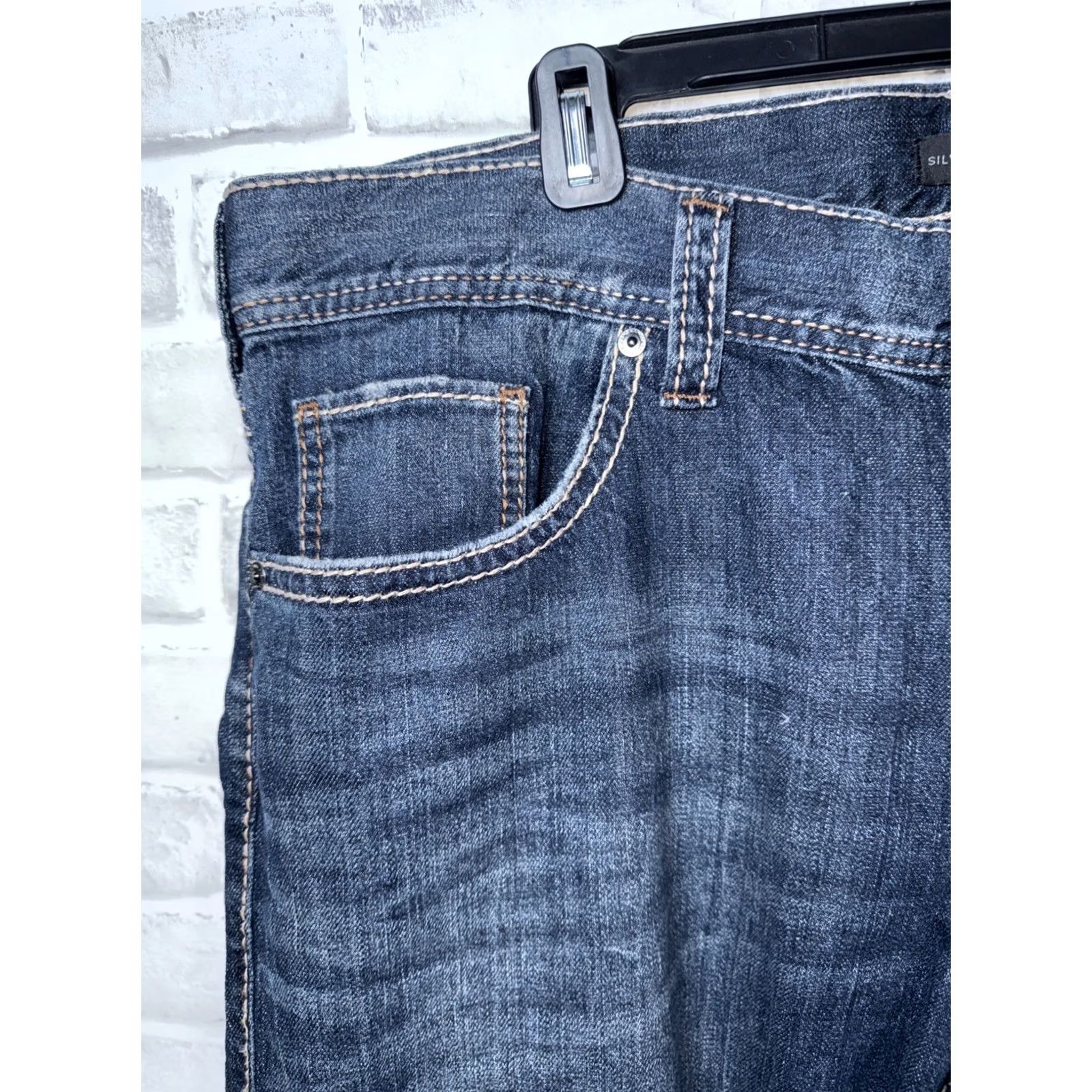Silver Jeans Co. Silver Jeans Zac Jeans Mens Straight 38x30 Blue 5-Pocket Denim Regular Fit Vintage: No Size US 38 / EU 54 - 4 Thumbnail